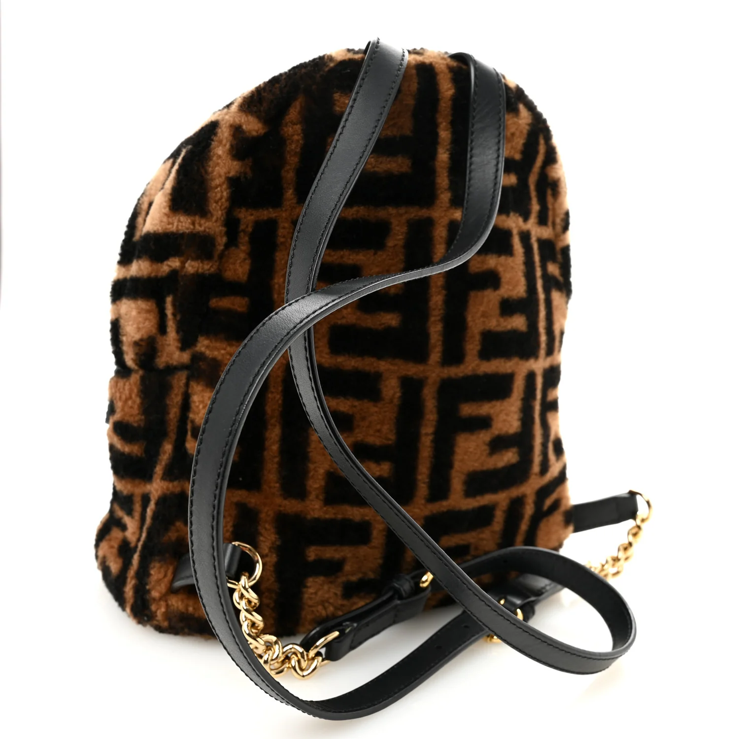 Shearling Macro FF 1974 Mini Backpack Tobacco Black - Image 3
