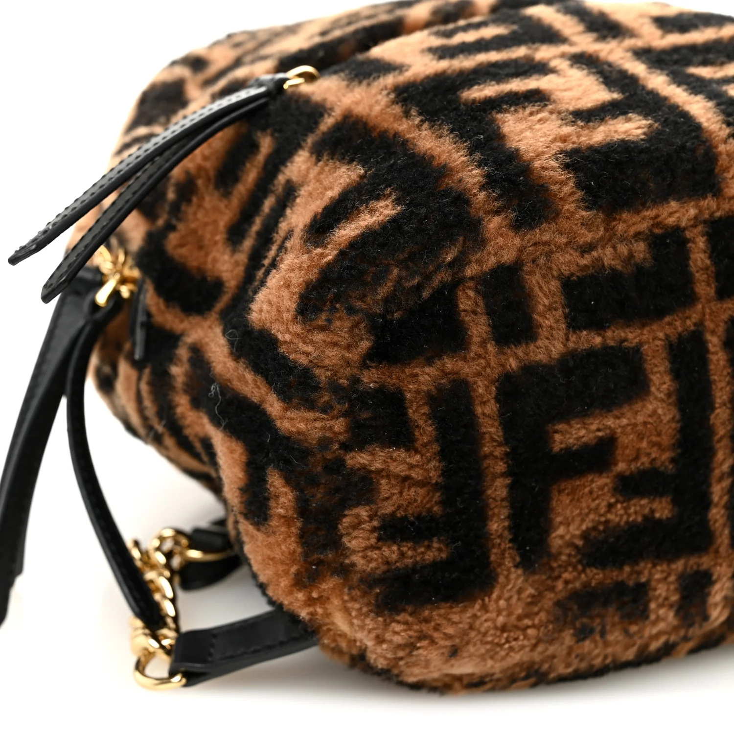 Shearling Macro FF 1974 Mini Backpack Tobacco Black - Image 9