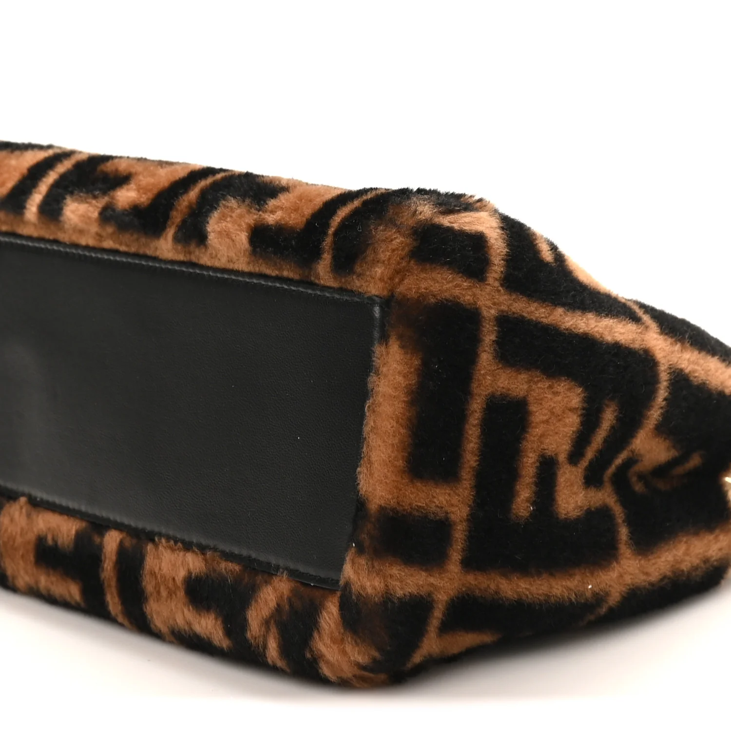 Shearling Nappa Macro FF 1974 Mini Peekaboo Iconic Satchel Tobacco Black - Image 9