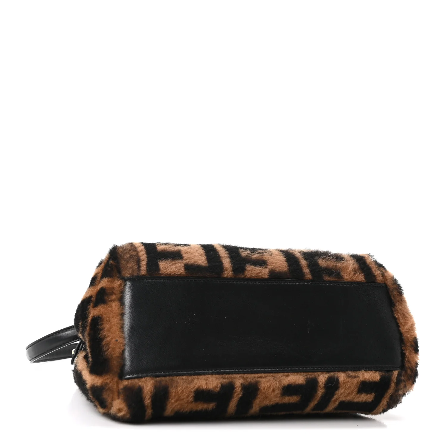 Shearling Nappa Macro FF 1974 Mini Peekaboo Iconic Satchel Tobacco Black - Image 7