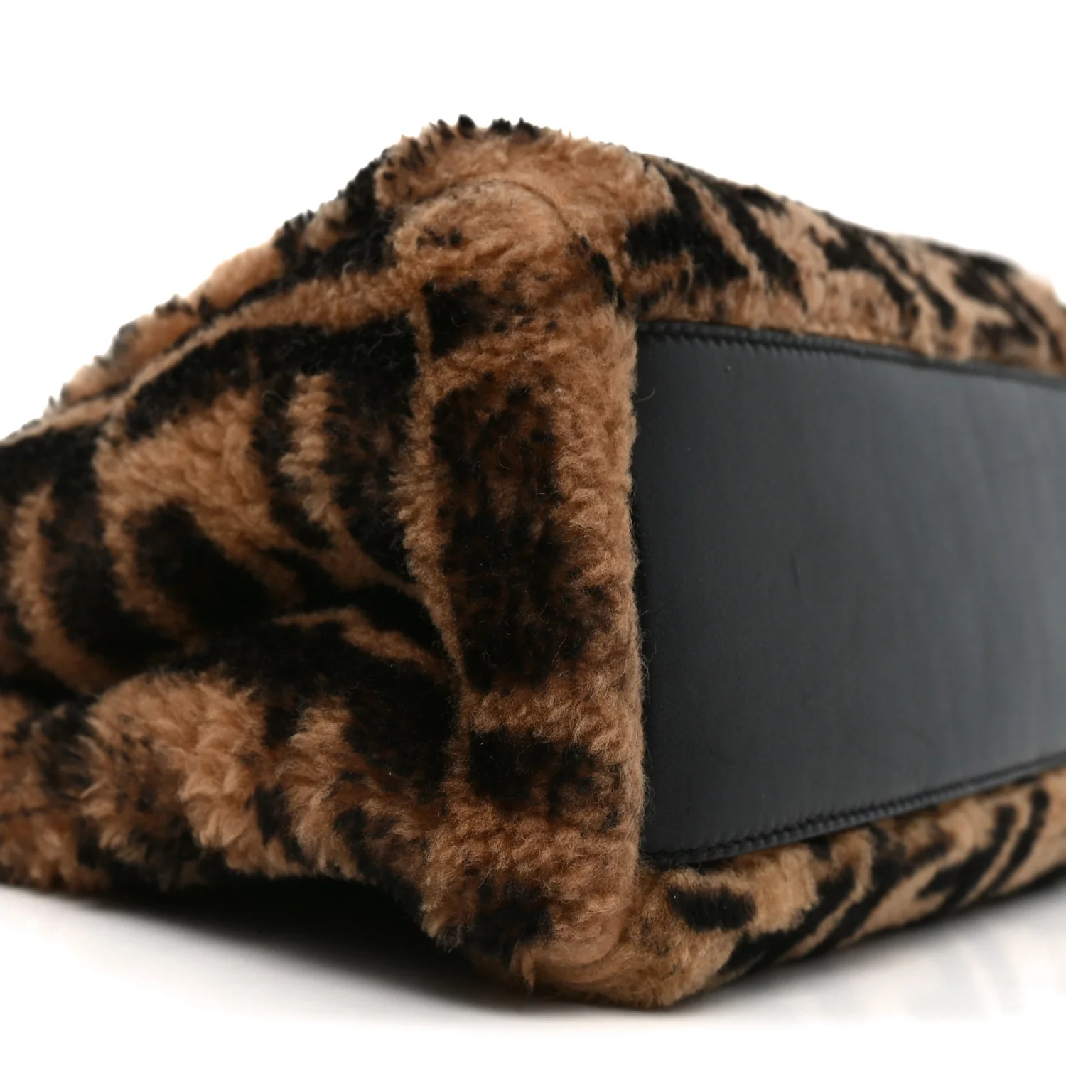 Shearling Nappa Macro FF 1974 Mini Peekaboo Iconic Satchel Tobacco Black - Image 7