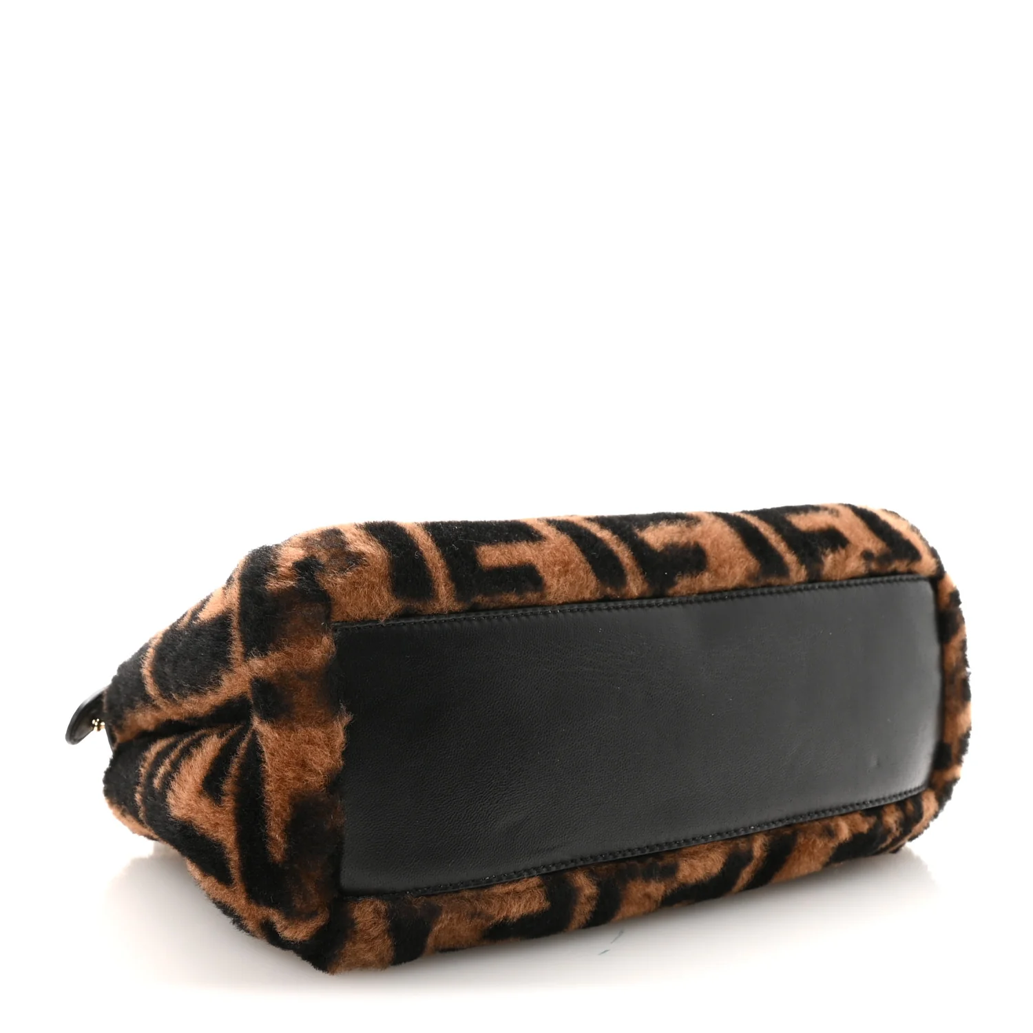 Shearling Nappa Macro FF 1974 Mini Peekaboo Iconic Satchel Tobacco Black - Image 4