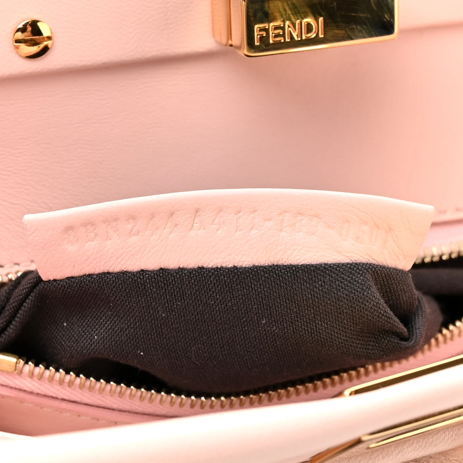 Shearling Nappa Macro FF 1974 Mini Peekaboo Iconic Satchel White Ice Cuoio Miele Scuro - Image 8