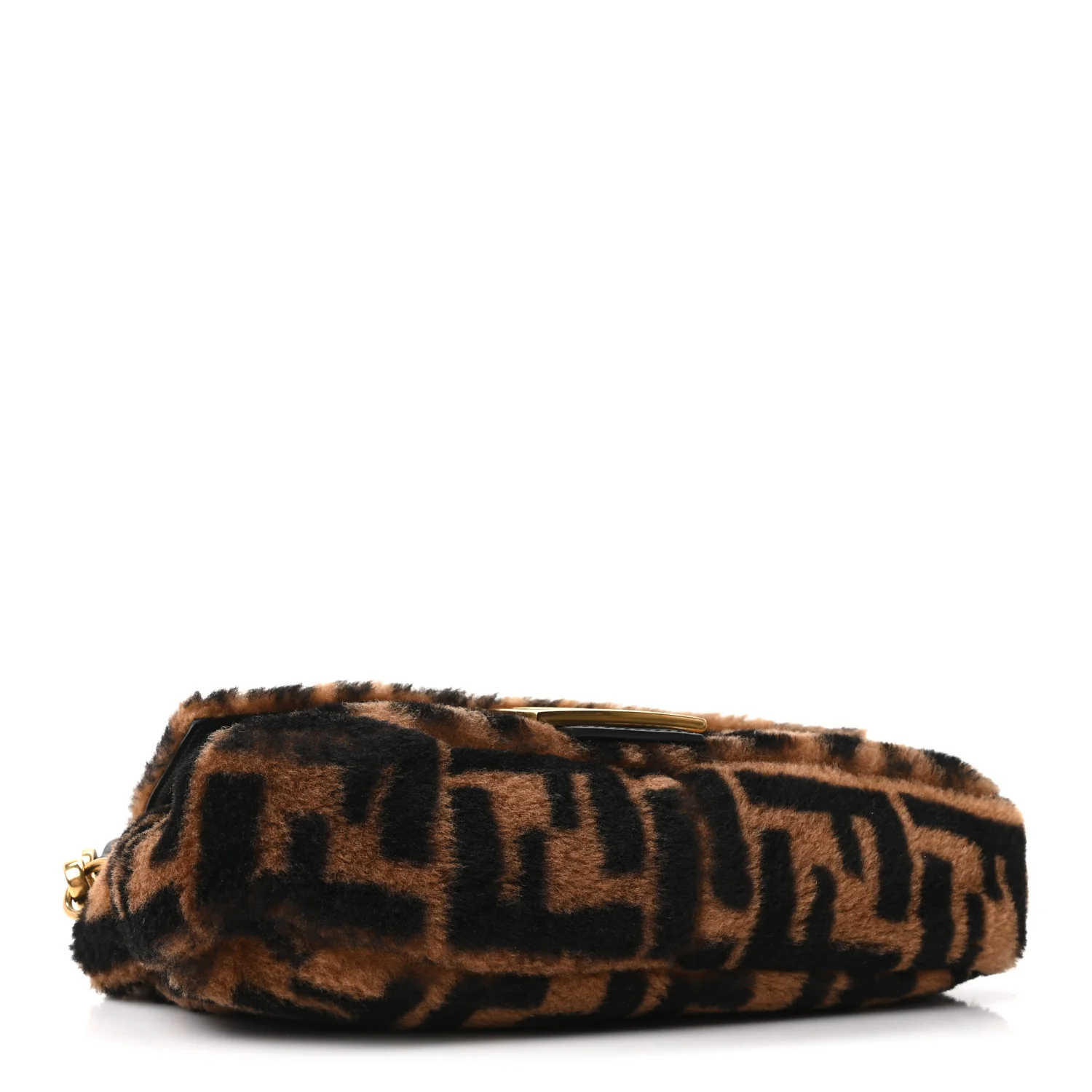 Shearling Vitello Dolce Macro FF 1974 Baguette Tobacco Black - Image 4