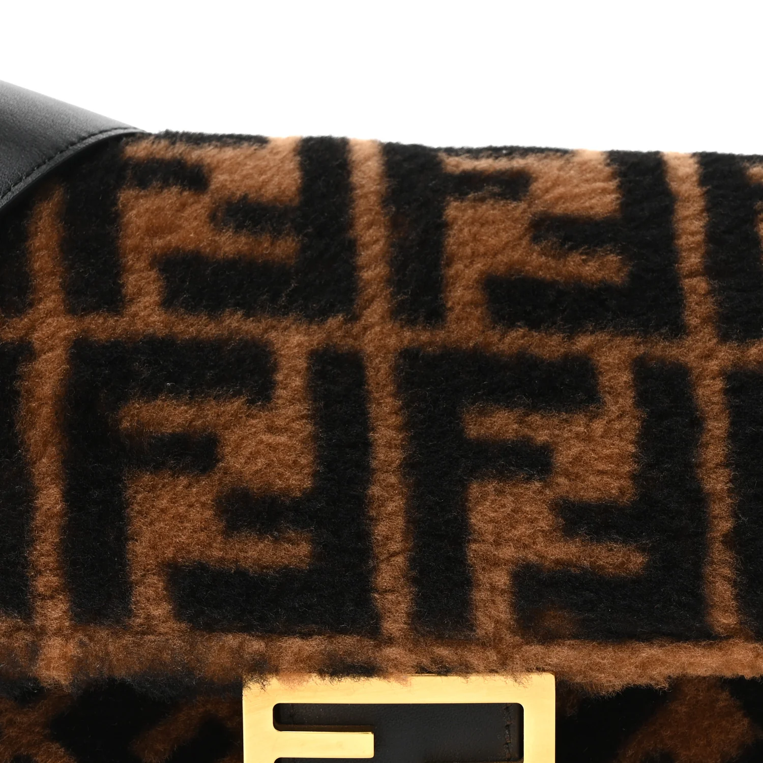 Shearling Vitello Dolce Macro FF 1974 Baguette Tobacco Black - Image 8