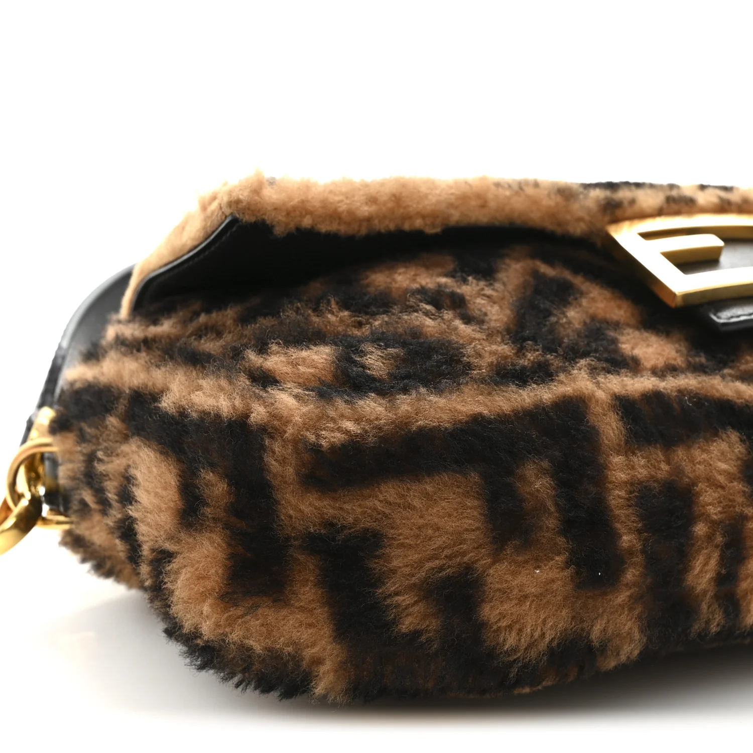 Shearling Vitello Dolce Macro FF 1974 Baguette Tobacco Black - Image 8