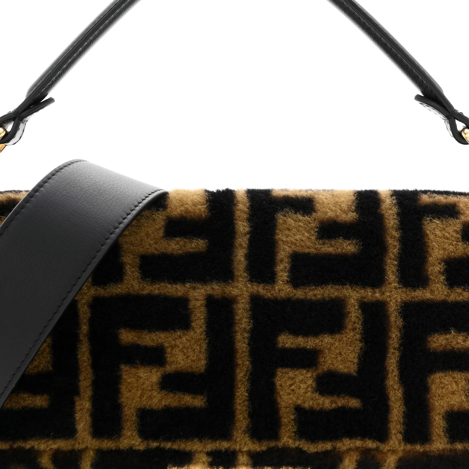 Shearling Vitello Dolce Macro FF 1974 Baguette Tobacco Black - Image 8