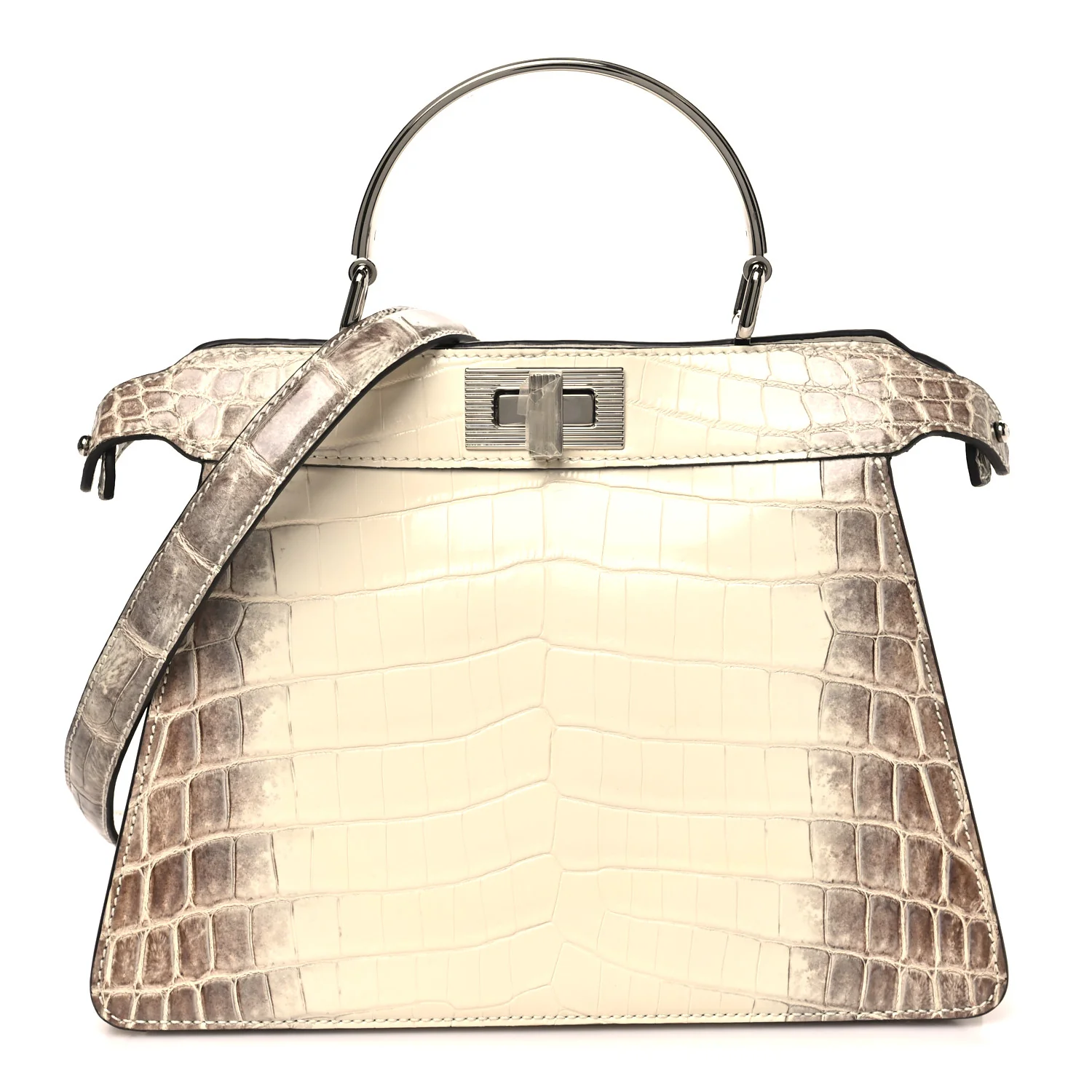 Shiny Crocodile Small Peekaboo I SEE U Satchel White