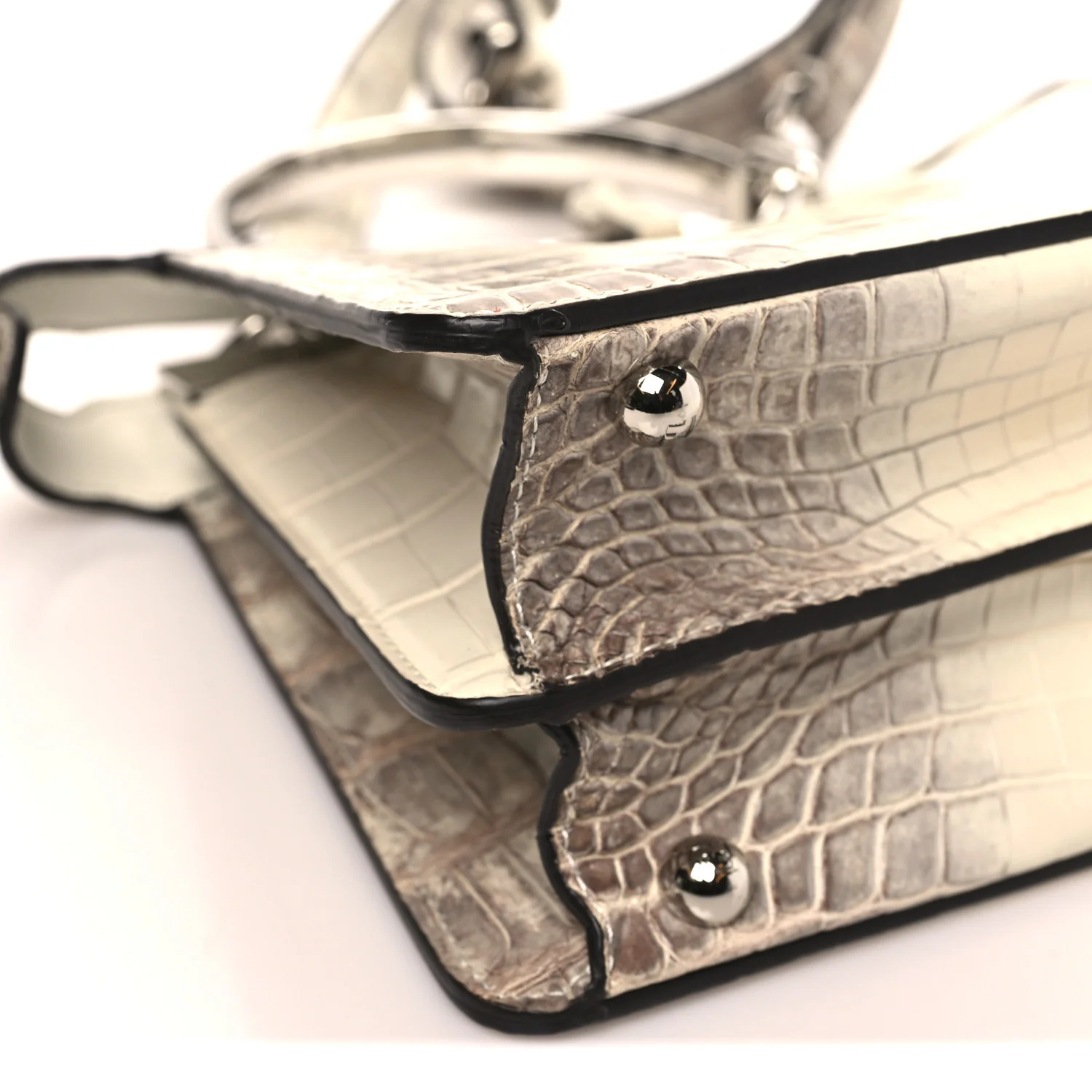 Shiny Crocodile Small Peekaboo I SEE U Satchel White - Image 8