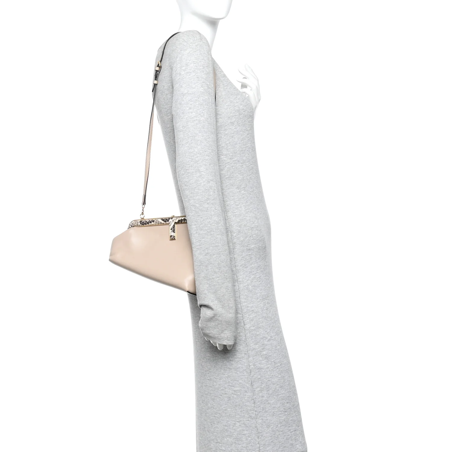 Shiny Nappa Snakeskin Small Fendi First Rosa Confetto Cipria - Image 2