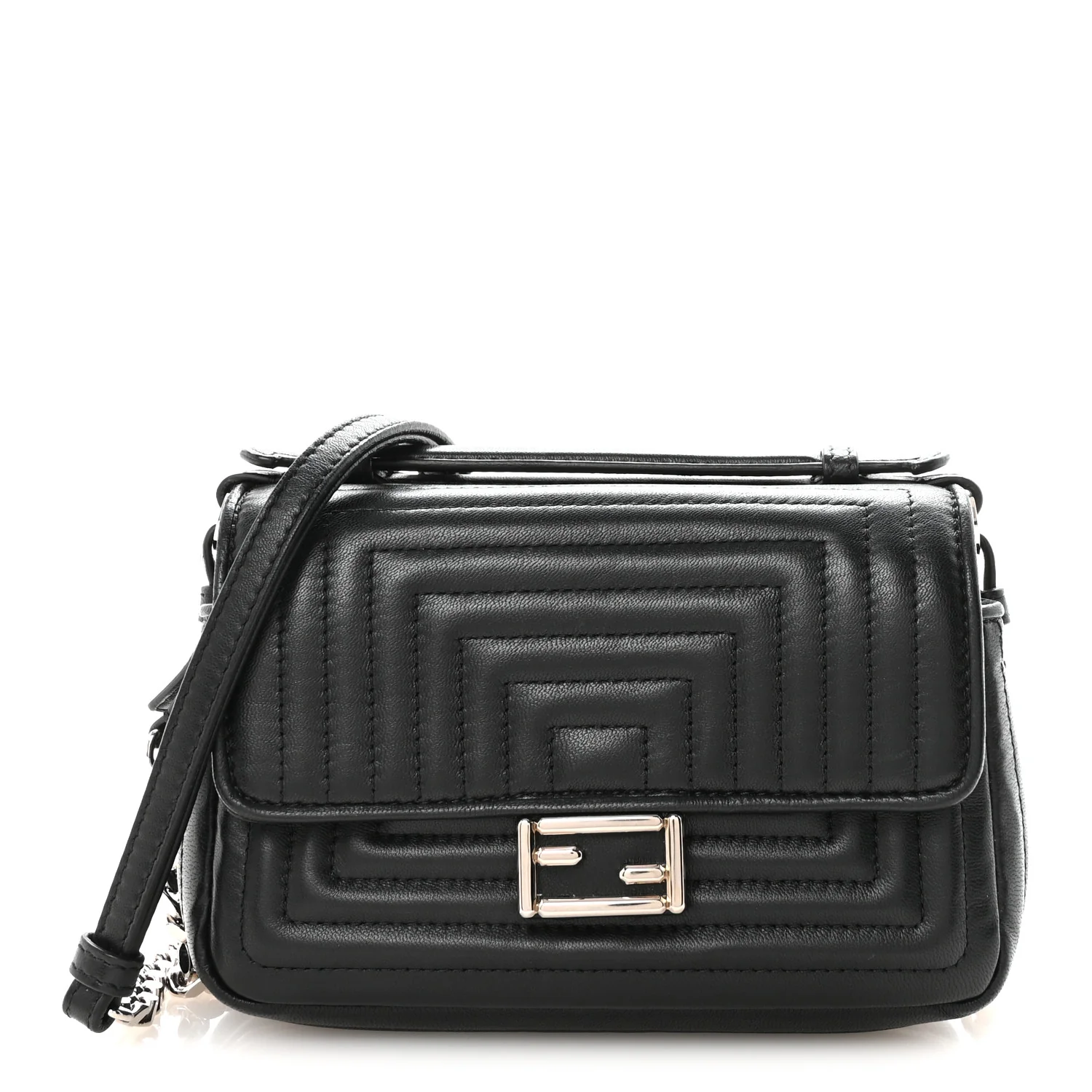 Shiny Nappa Trapuntata Micro Double Baguette Black