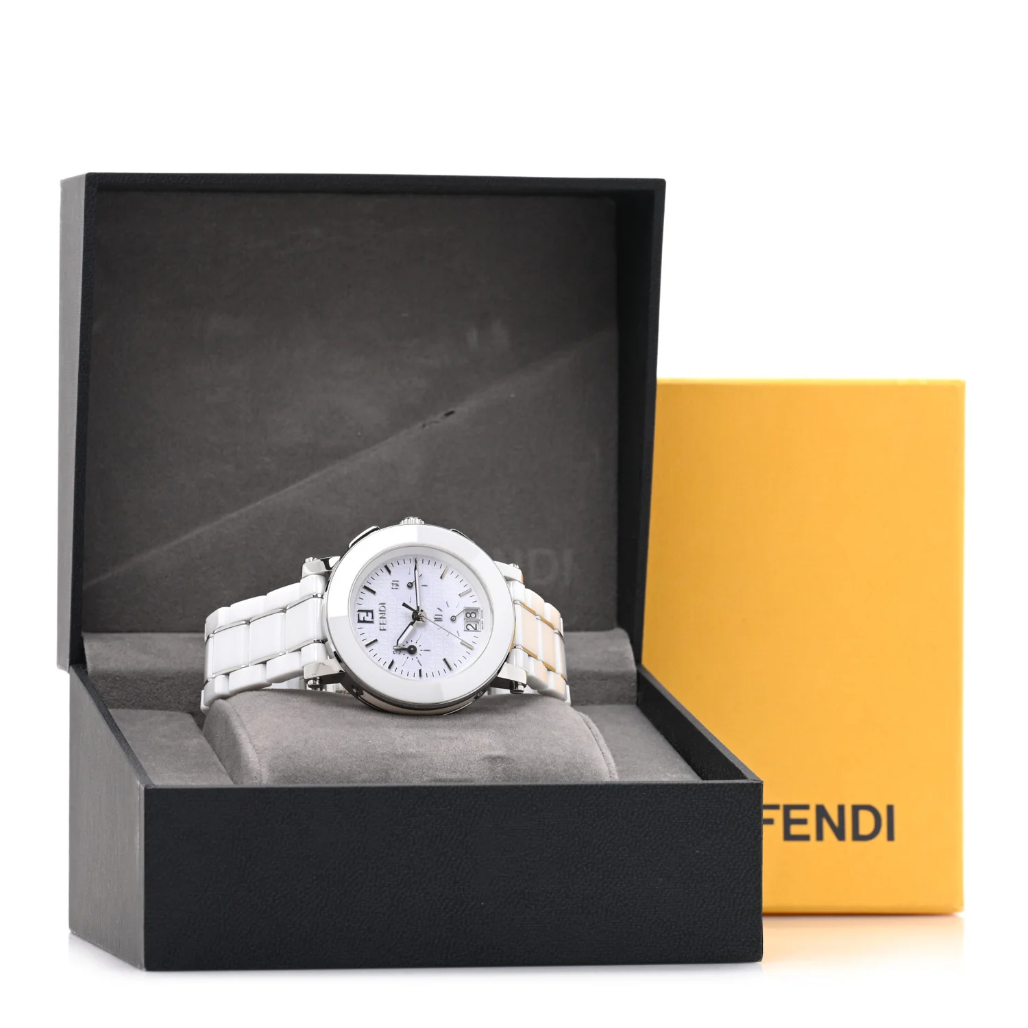 Stainless Steel Ceramic 38mm Chronograph Quartz Watch White - Image 5