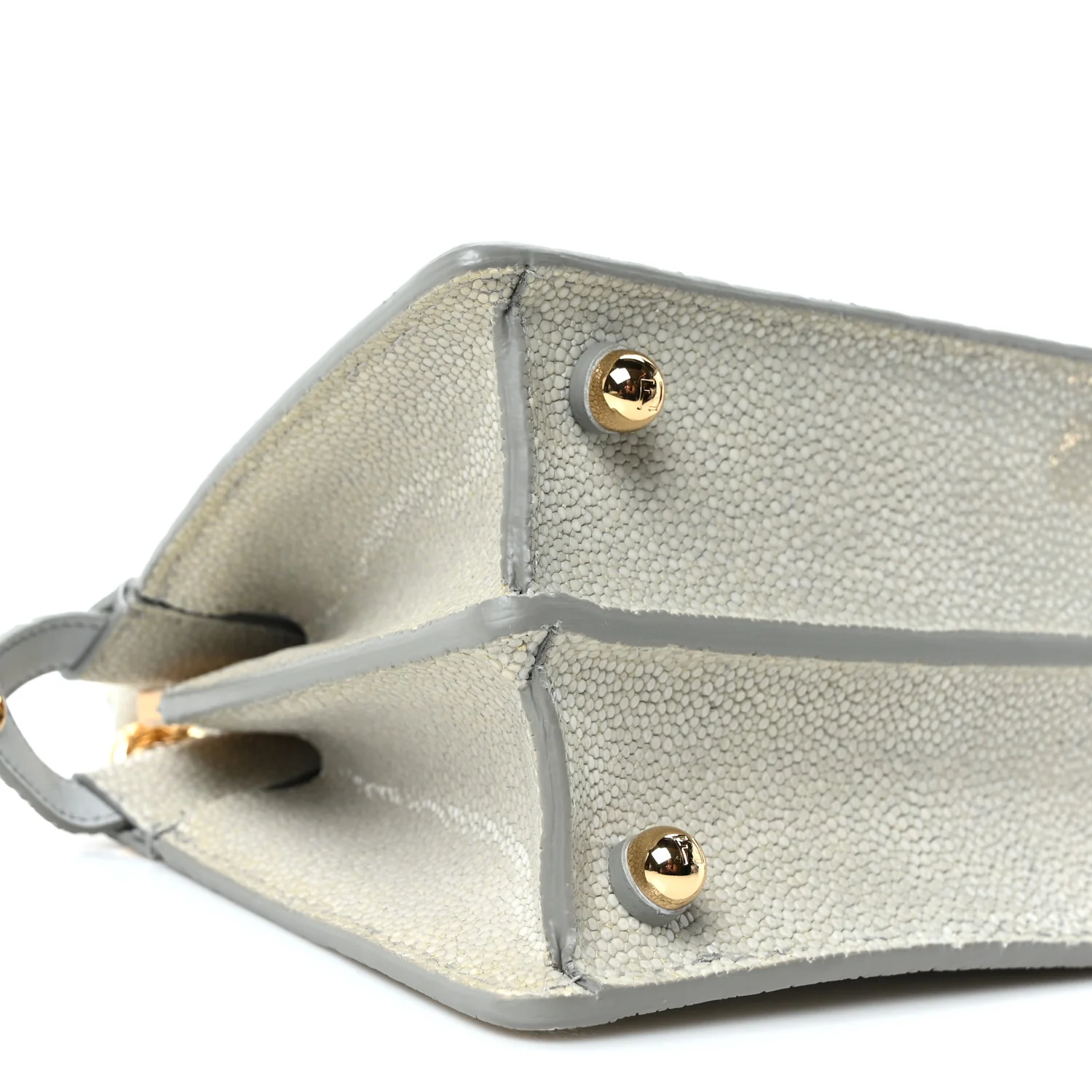 Stingray Shiny Nappa Petite Peekaboo I SEE U Satchel Pearl Grey - Image 8