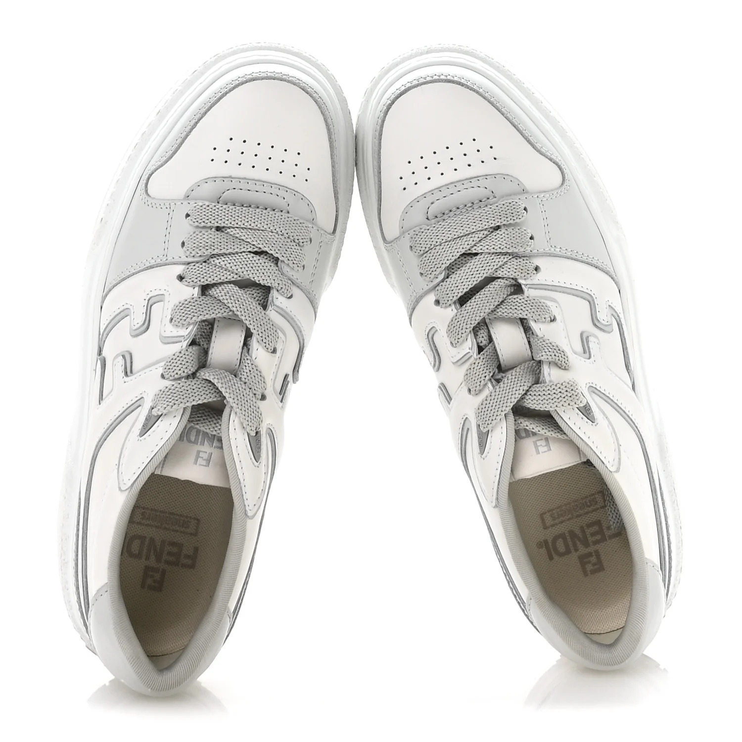 Suede Vitello Fendi Logo Match Low Top Sneakers 37.5 Cream Tobacco Black - Image 2