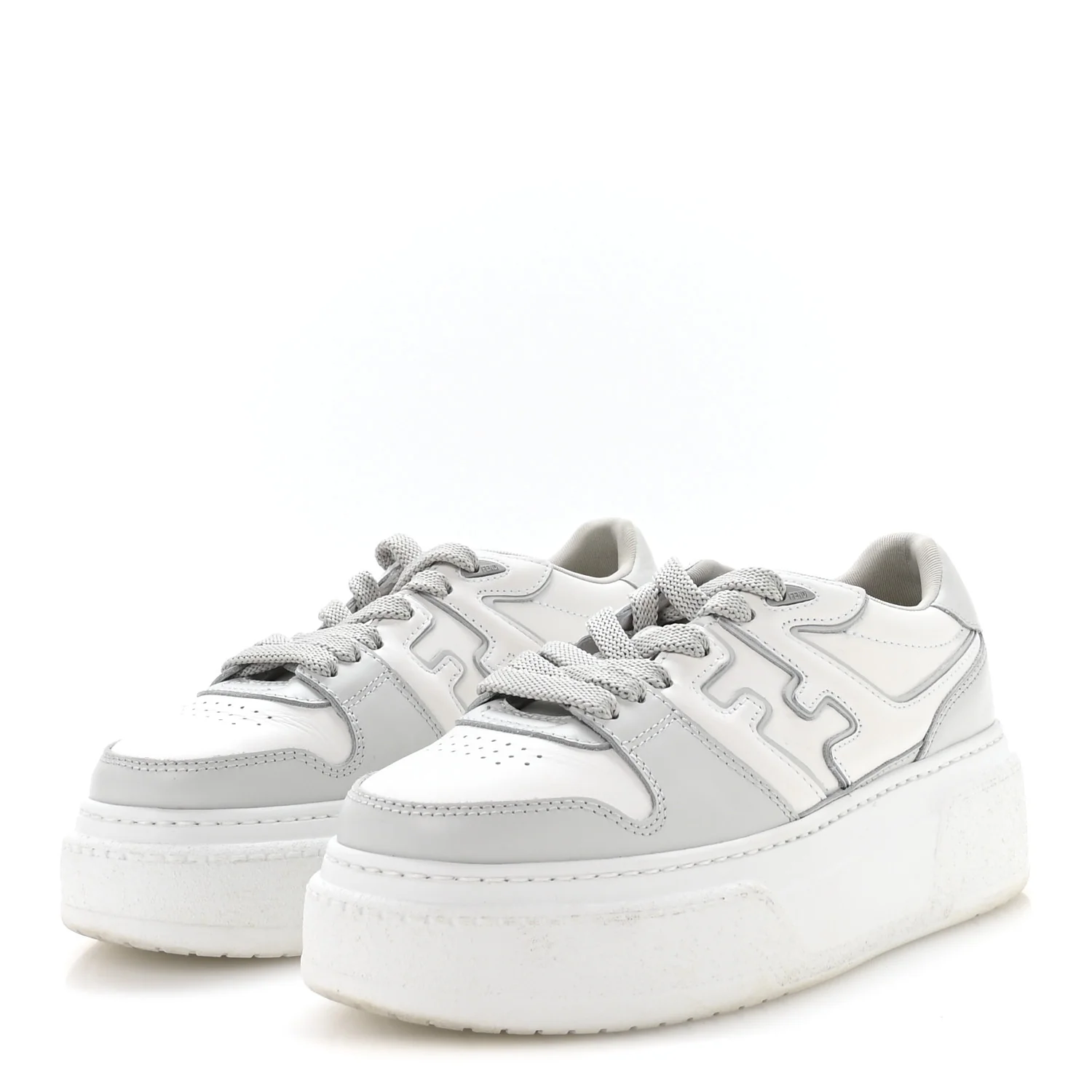 Suede Vitello Fendi Logo Match Low Top Sneakers 37.5 Cream Tobacco Black - Image 4