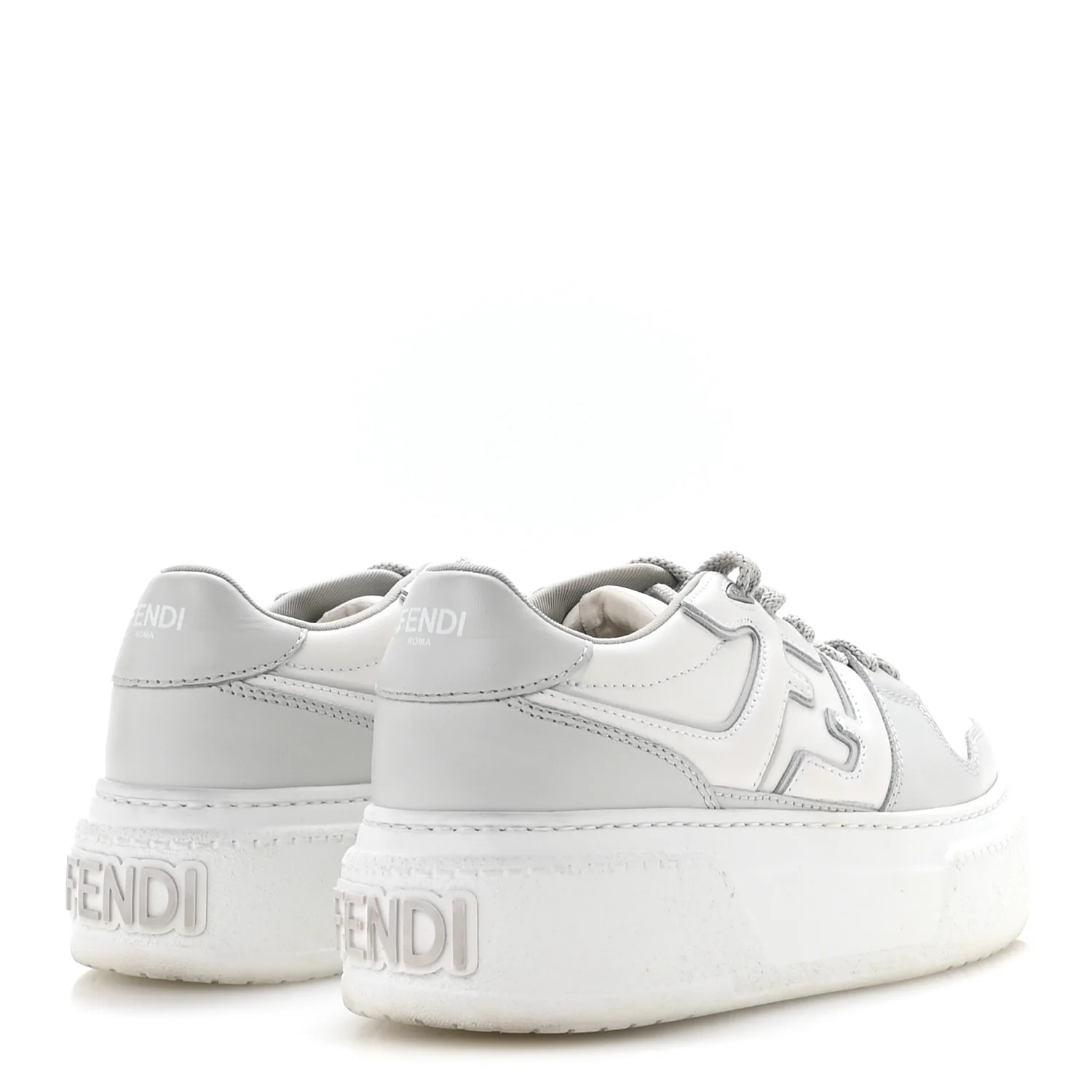Suede Vitello Fendi Logo Match Low Top Sneakers 37.5 Cream Tobacco Black - Image 5