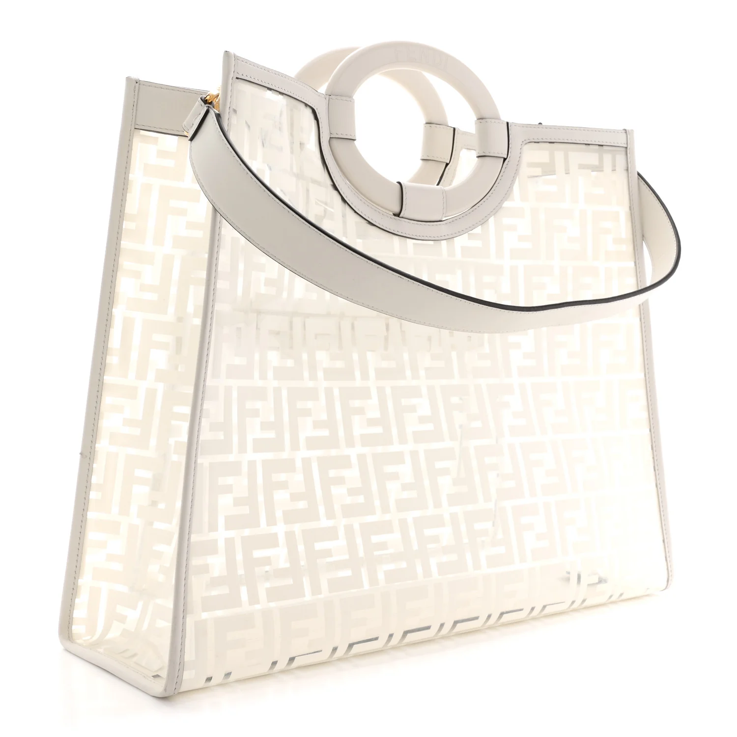 TPU FF Vitello Century Plexiglass Medium Runaway Shopper Tote White - Image 3