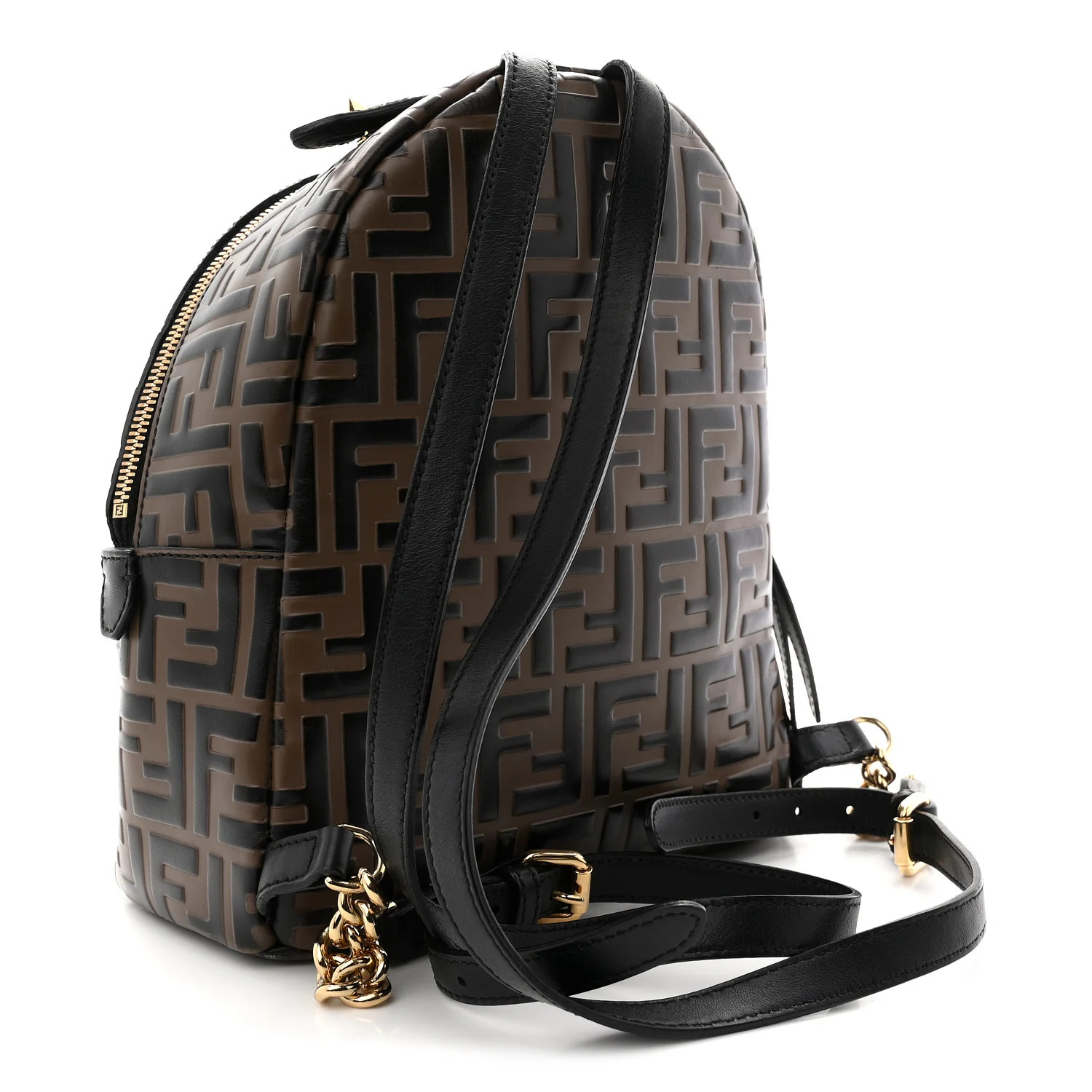 Vitello Bi-Color FF 1974 Embossed Mini Backpack Maya Black - Image 3