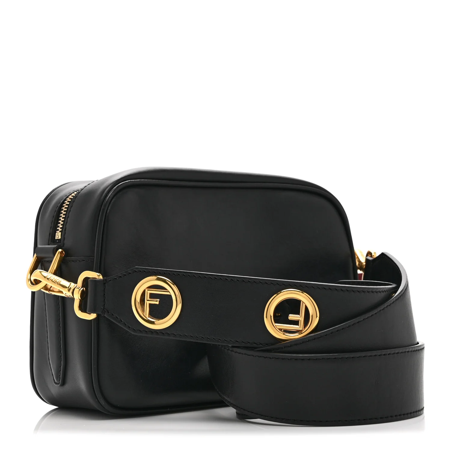 Vitello Century F is Fendi Bi-Color FF 1974 Embossed Camera Case Maya Black - Image 3