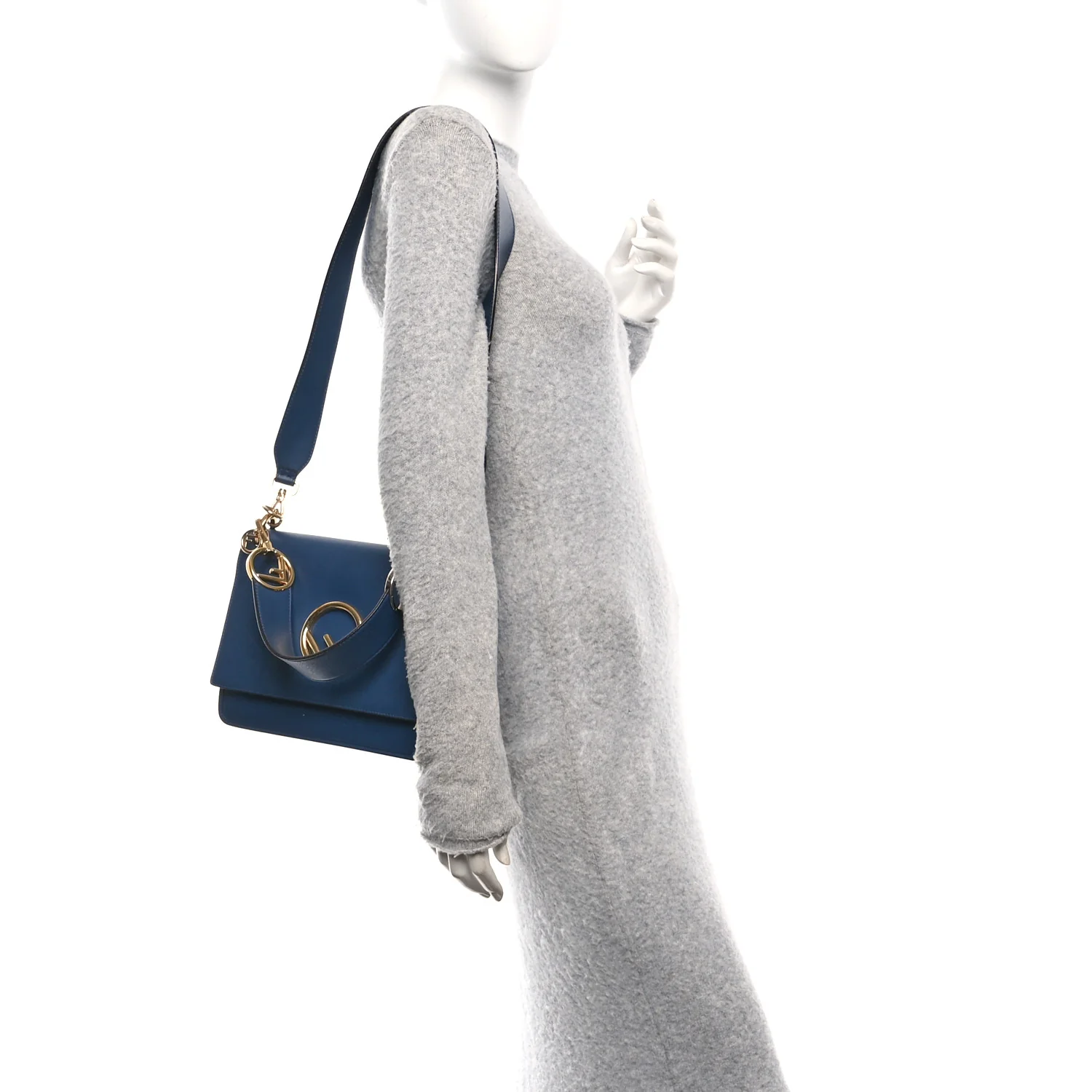 Vitello Century Opaco F is Fendi Kan I Shoulder Bag Blu Scuro - Image 2