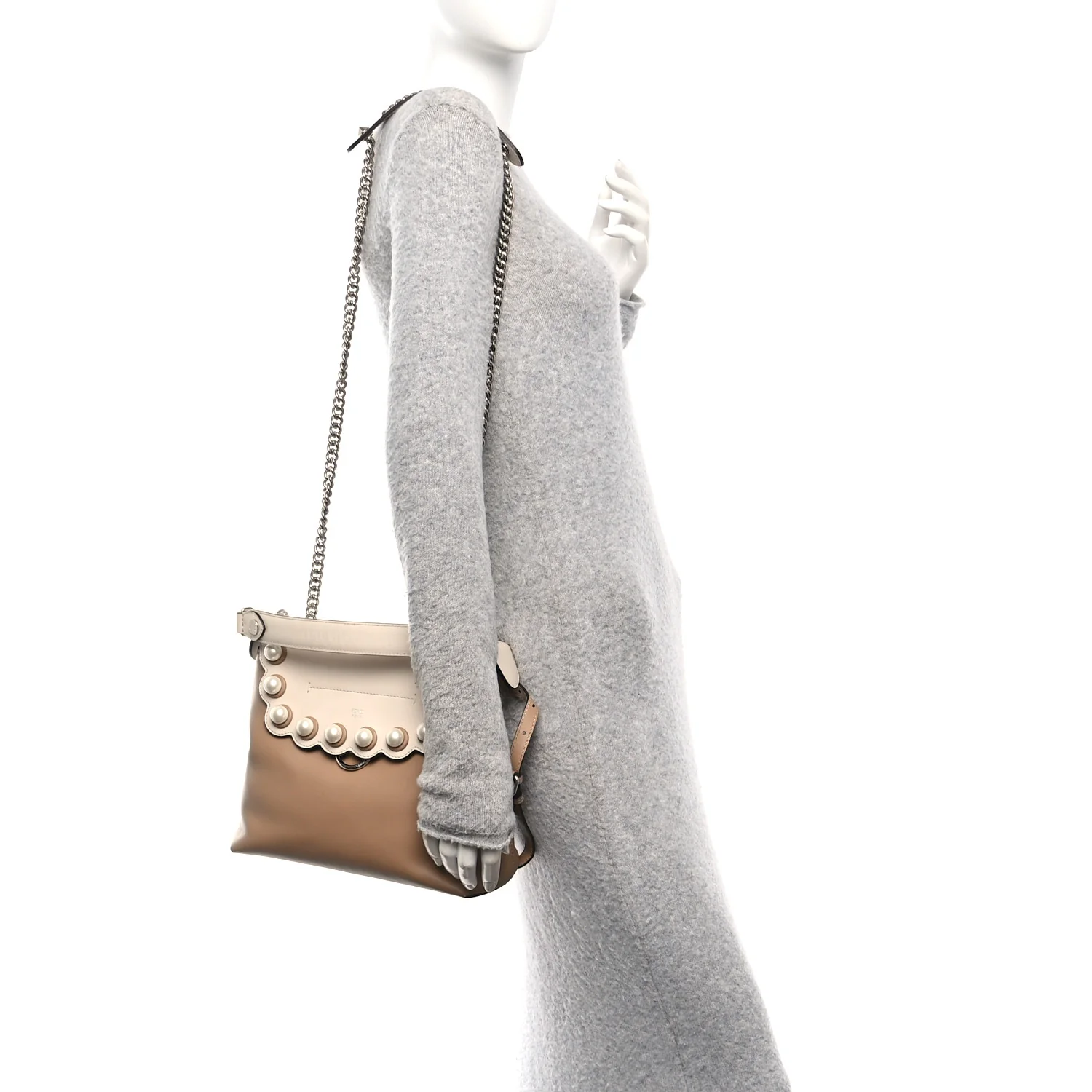 Vitello Century Pearl Bi-Color Scalloped Back to School Backpack Cuoio Camelia - Image 2