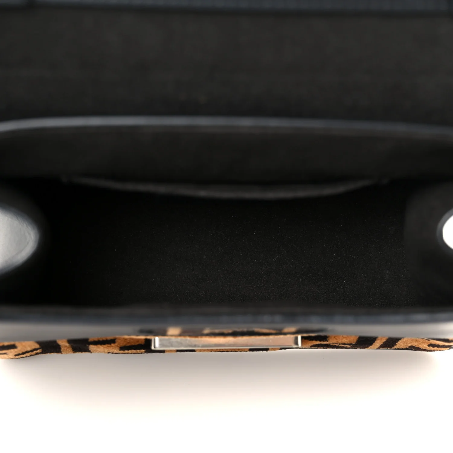 Vitello Century Velvet F is Fendi FF Small Kan I Shoulder Bag Black Tobacco - Image 5