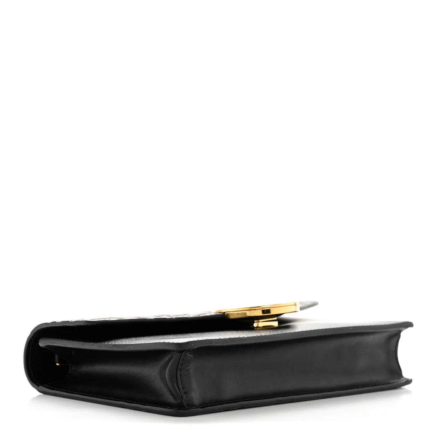 Vitello Cruise F is Fendi Bi-Color FF 1974 Embossed Medium Envelope Wallet On Chain Black Maya - Image 4