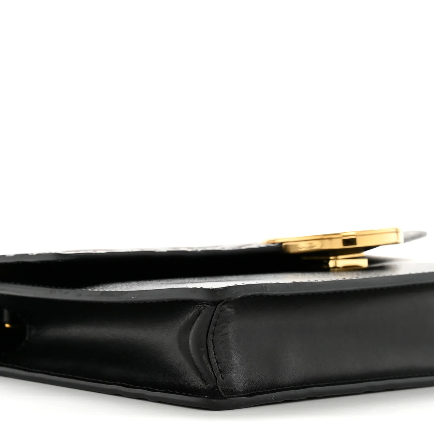 Vitello Cruise F is Fendi Bi-Color FF 1974 Embossed Medium Envelope Wallet On Chain Black Maya - Image 9