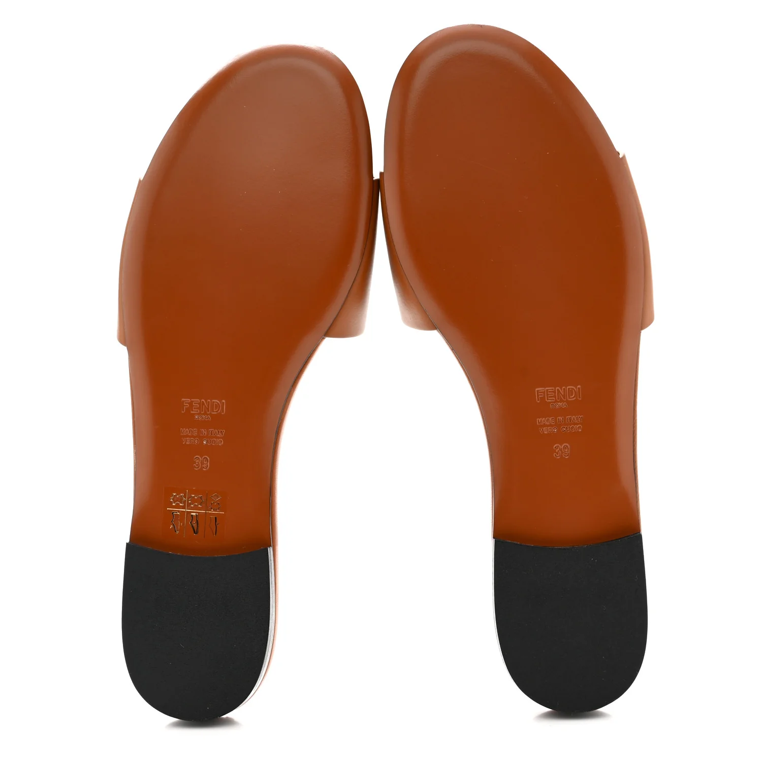 Vitello Cuoio Baguette Flat Slide Sandals 39 Brown - Image 6