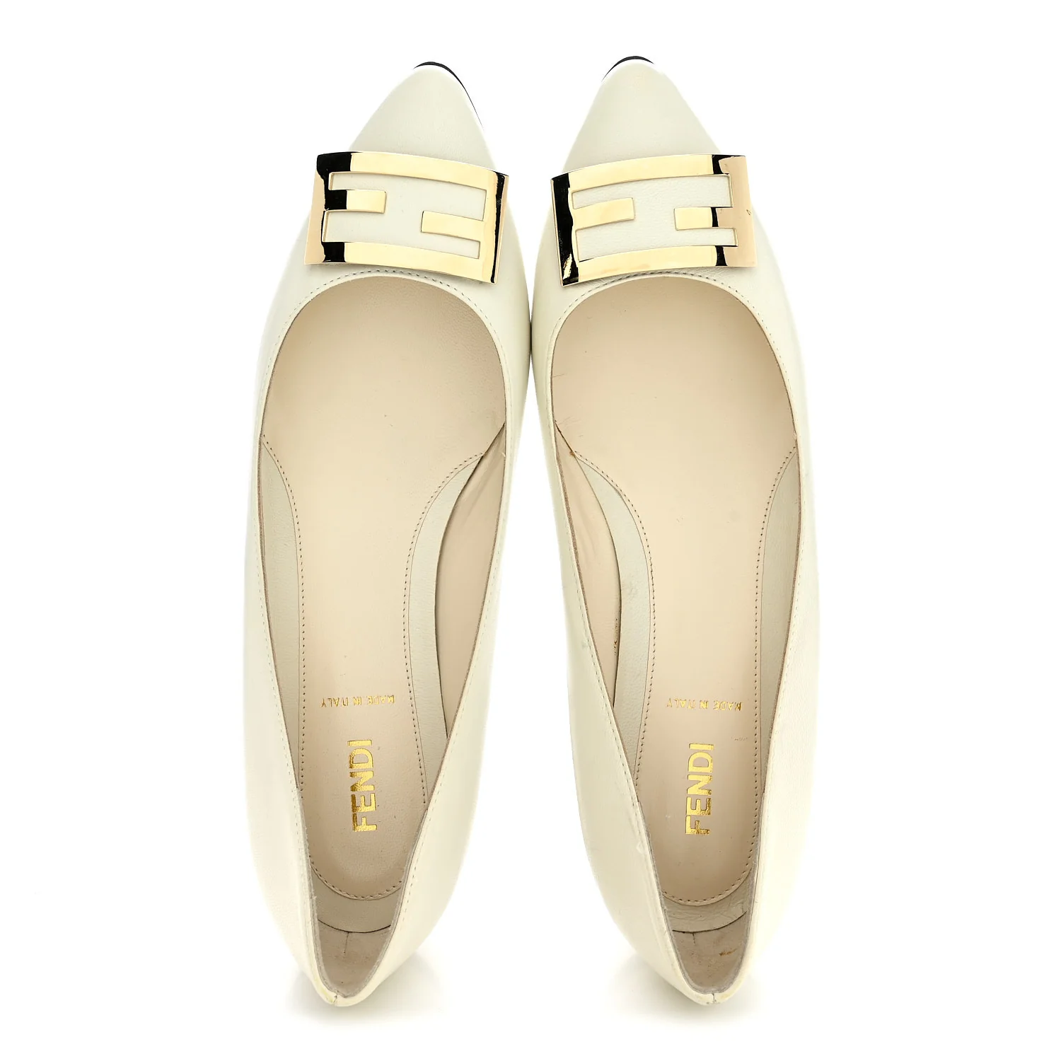 Vitello Cuoio FF Ballerina Flats 37.5 White - Image 2