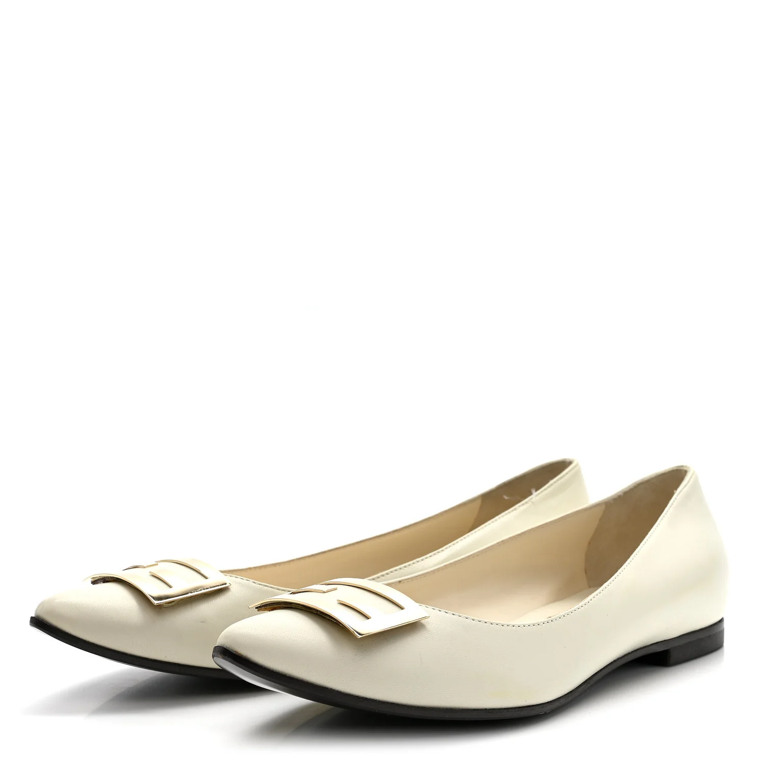 Vitello Cuoio FF Ballerina Flats 37.5 White - Image 4