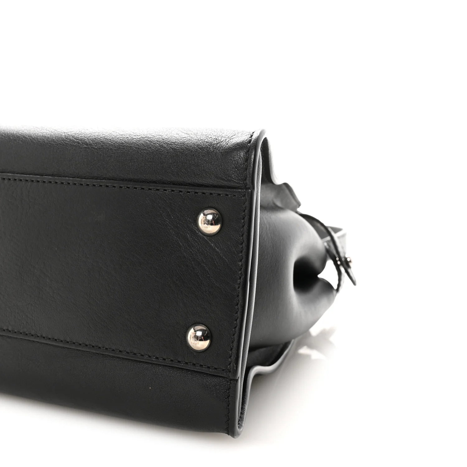 Vitello Dolce Shiny Nappa Plexglass Granite Medium Peekaboo Iconic Satchel Black - Image 10