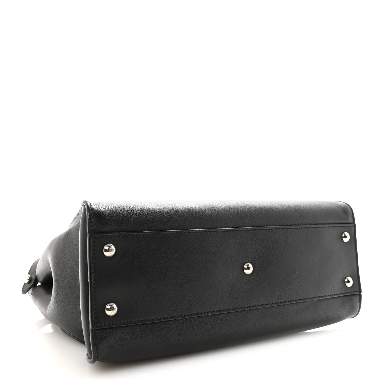 Vitello Dolce Shiny Nappa Plexglass Granite Medium Peekaboo Iconic Satchel Black - Image 4