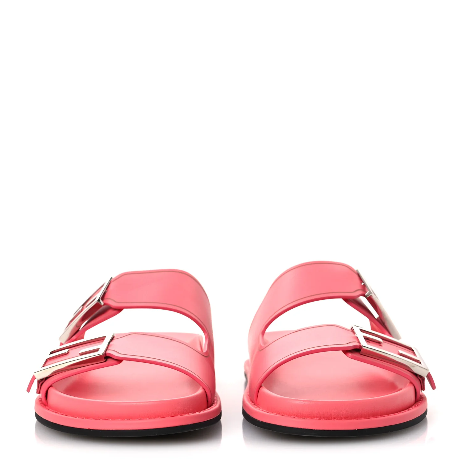 Vitello Fendi Feel Buckled Slide Sandals 38 Pink Dalia - Image 3