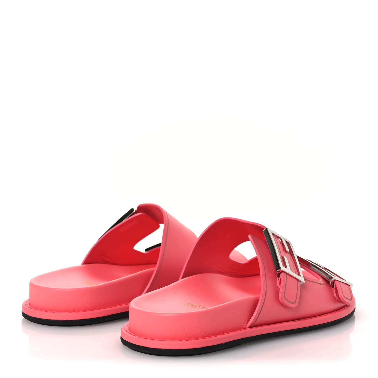 Vitello Fendi Feel Buckled Slide Sandals 38 Pink Dalia - Image 5