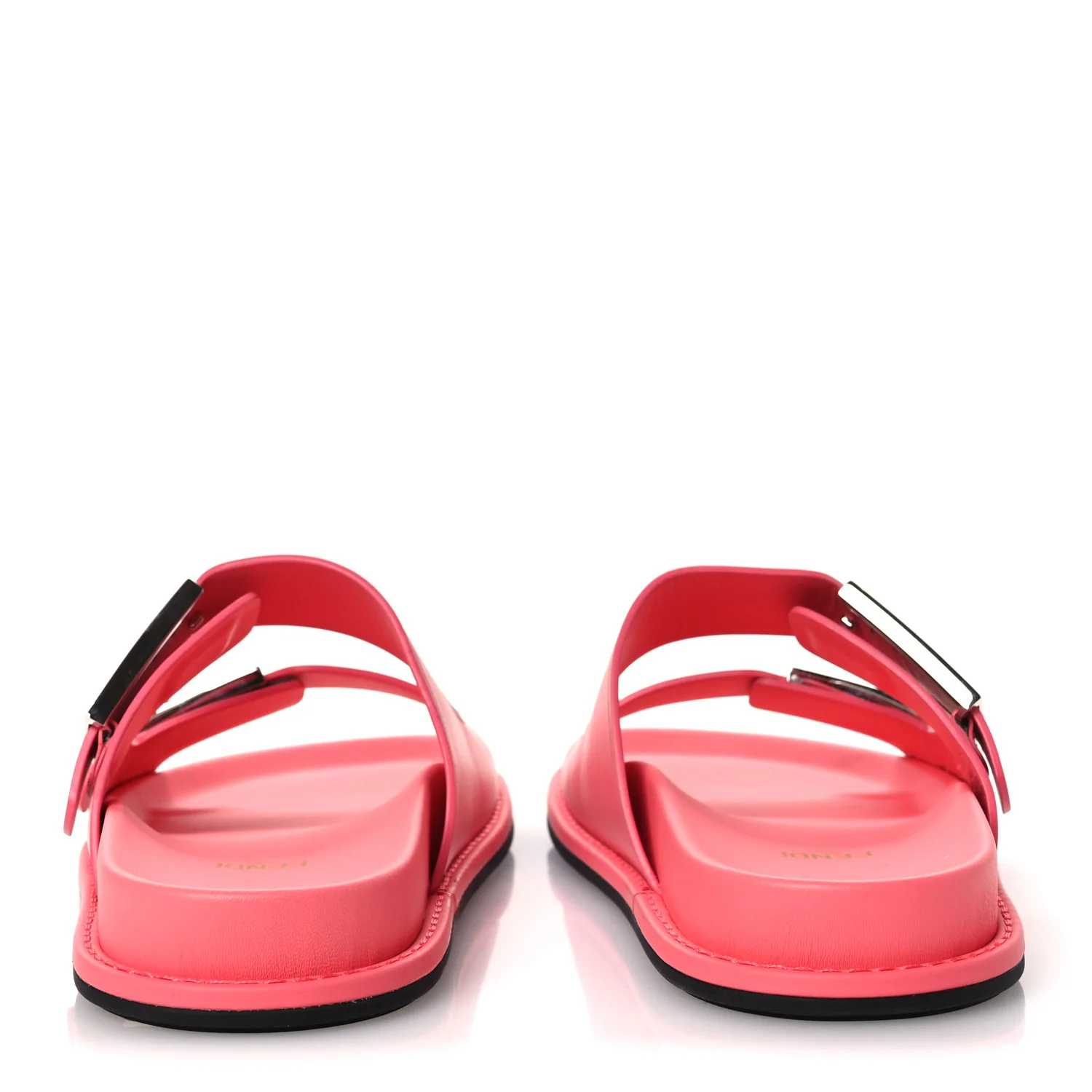 Vitello Fendi Feel Buckled Slide Sandals 38 Pink Dalia - Image 6
