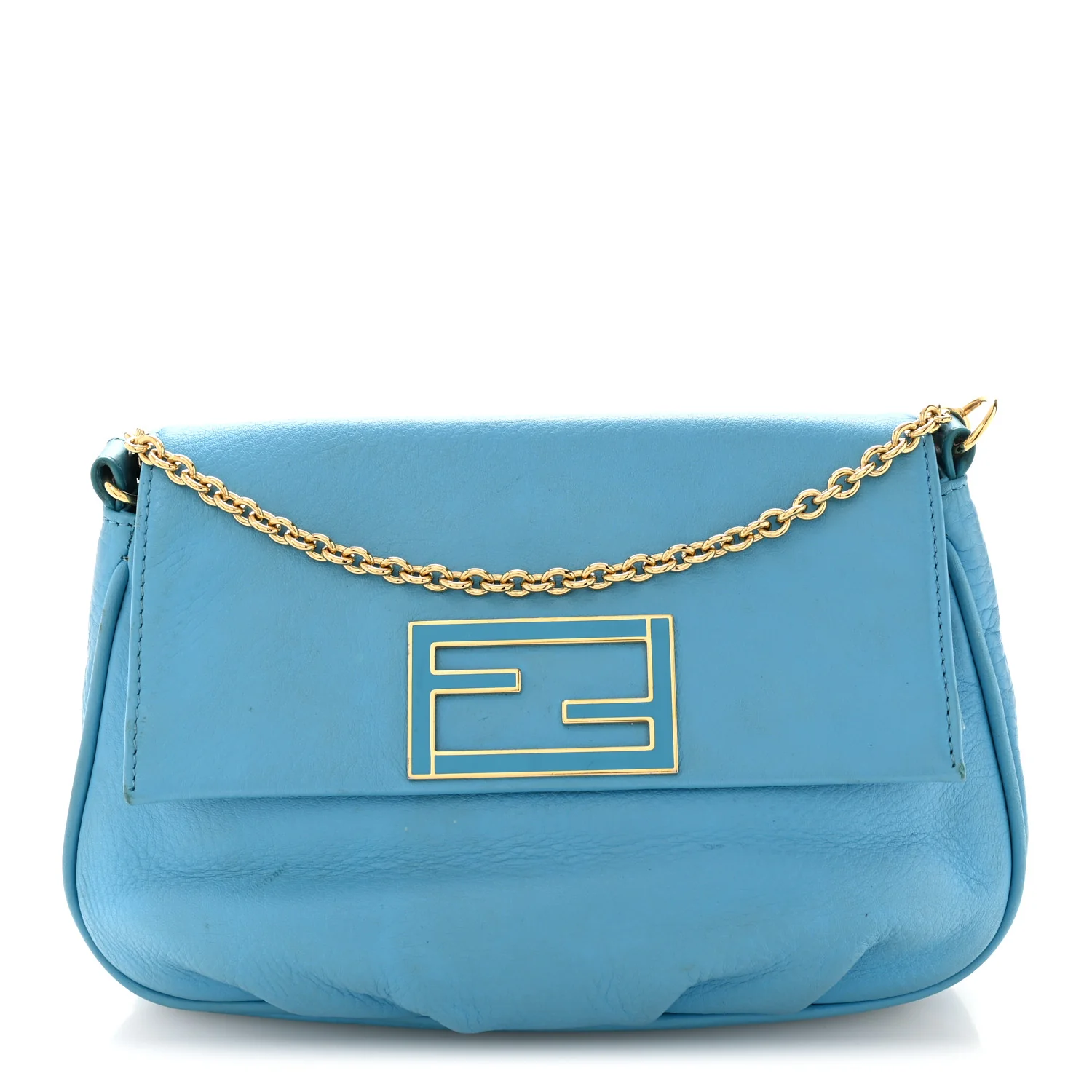 Vitello Flamingo Enamel Fendista Pouchette Crossbody Maldives