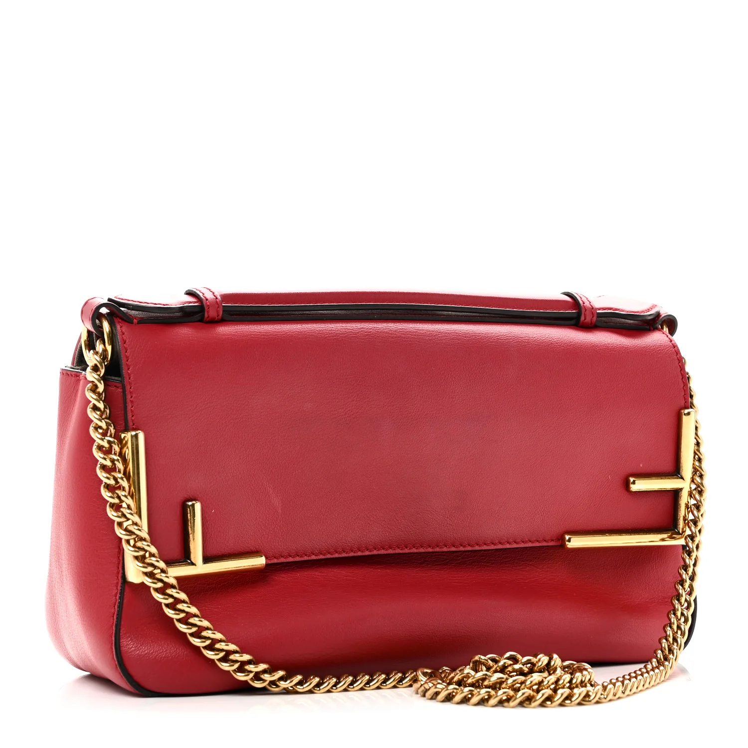 Vitello Grace Glazed Fabric FF 1974 Double F Shoulder Bag Fragola Mogano Panna - Image 3