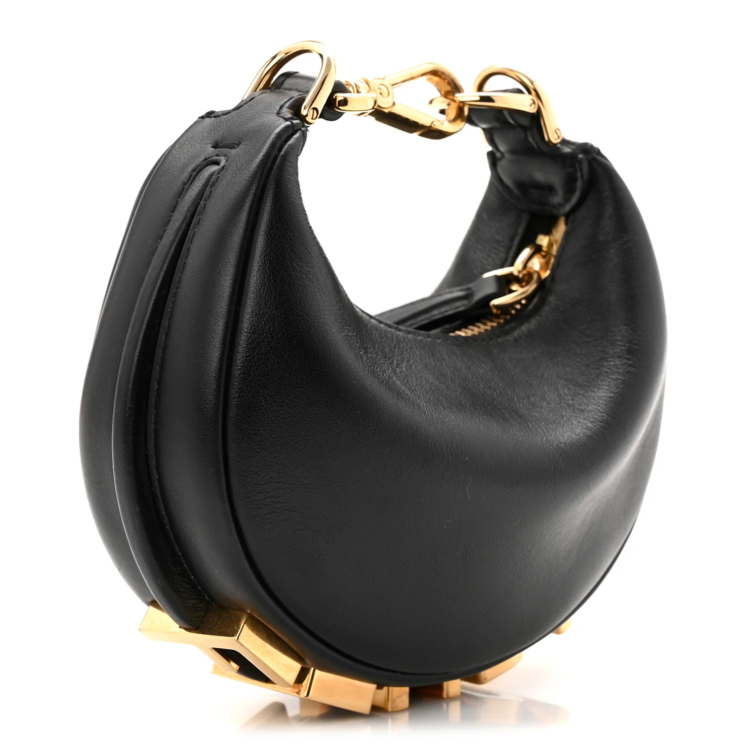 Vitello Grace Matte Nano Fendigraphy Hobo Charm Black - Image 3