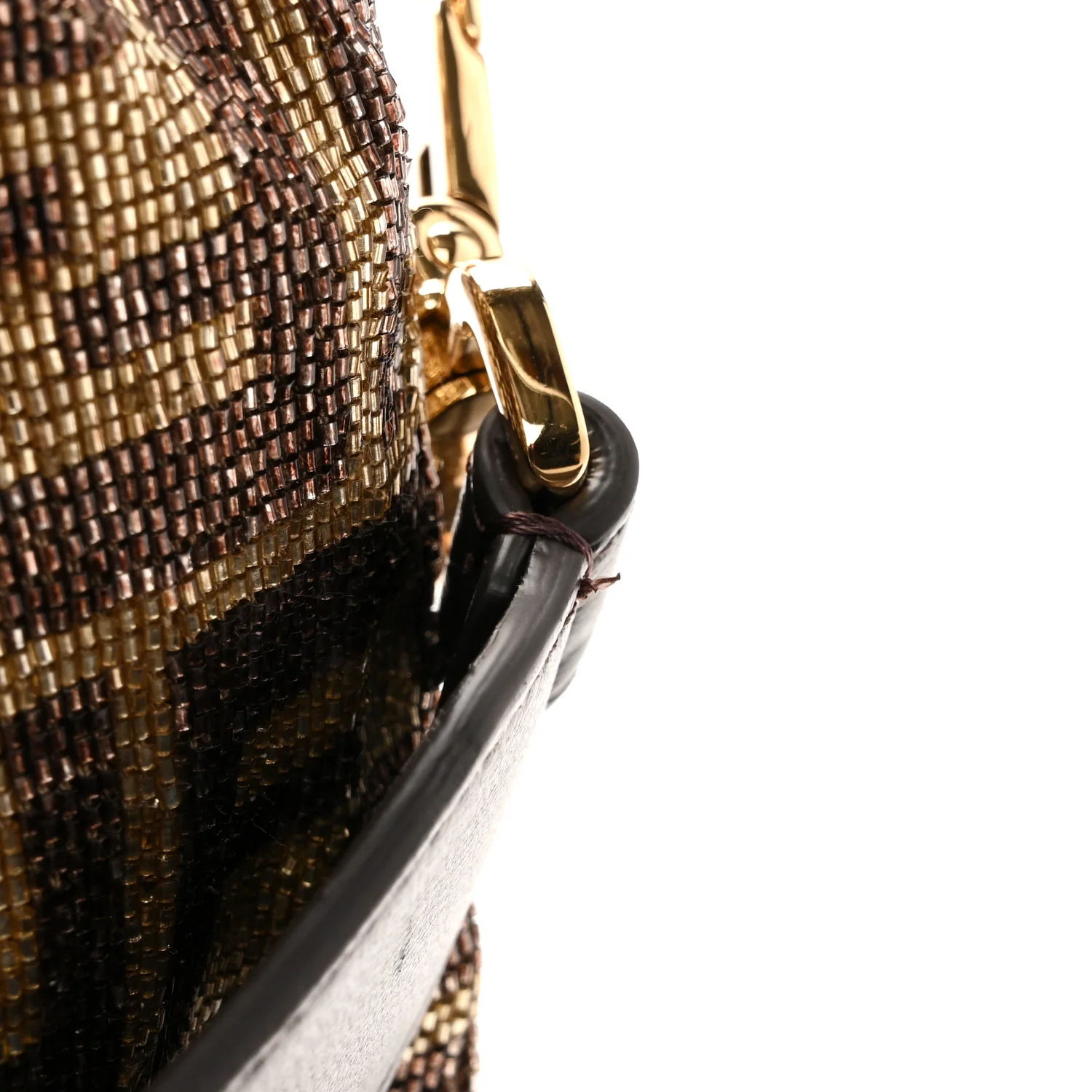 Vitello King Beaded Zucca Baguette Mogano Panna Ebano - Image 11
