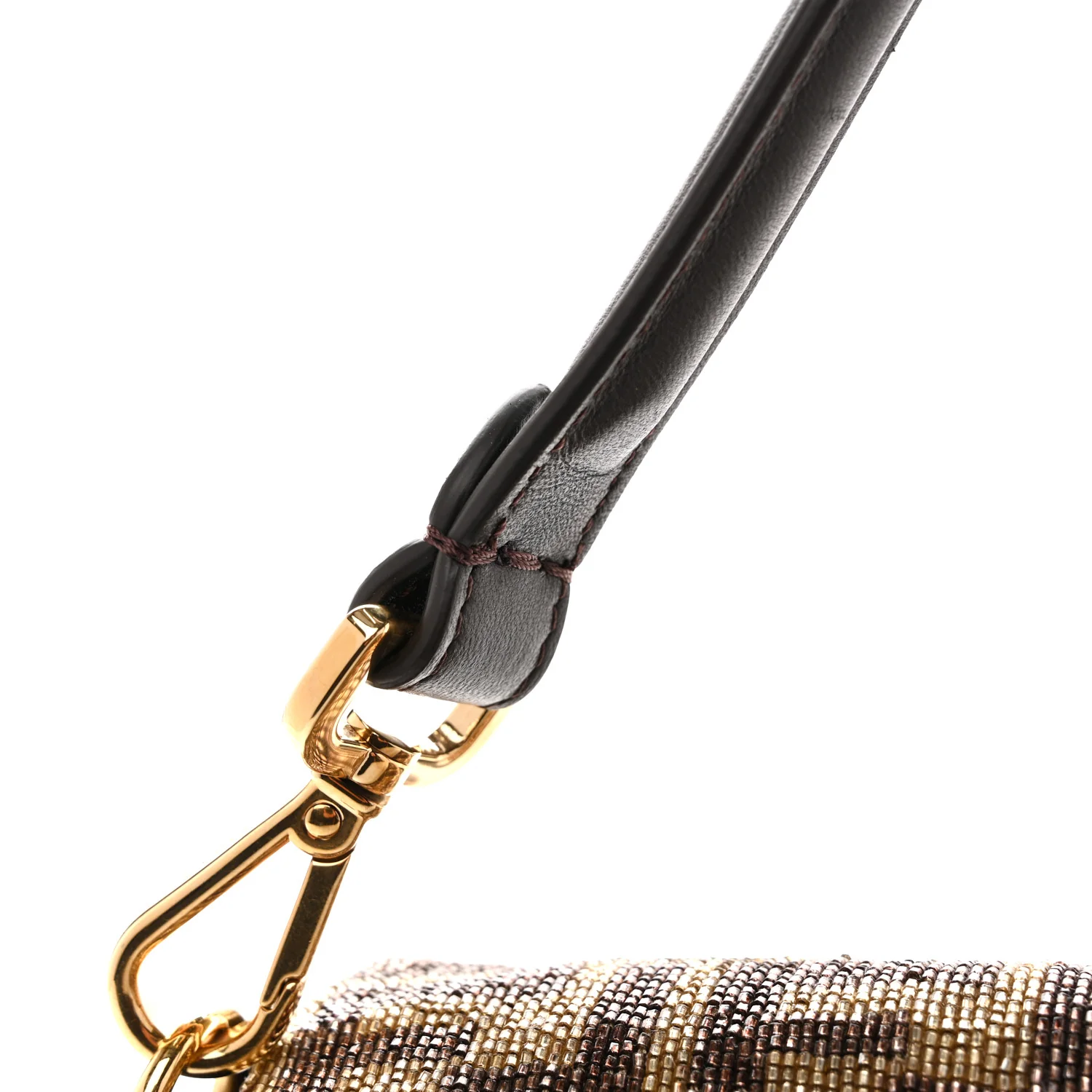 Vitello King Beaded Zucca Baguette Mogano Panna Ebano - Image 12