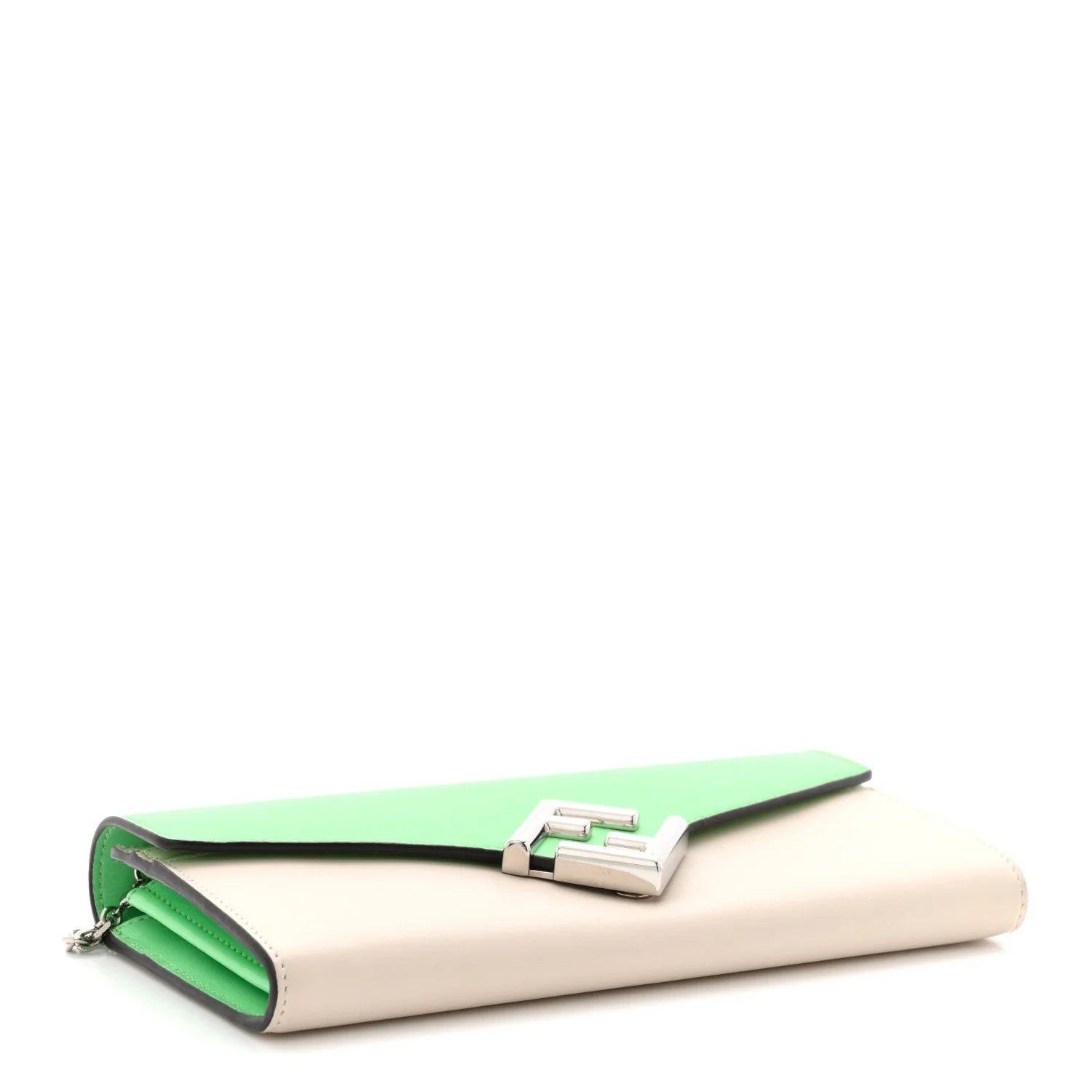 Vitello King Cruise FF Diamonds Continental Envelope Wallet On Chain Latte Edamame - Image 4