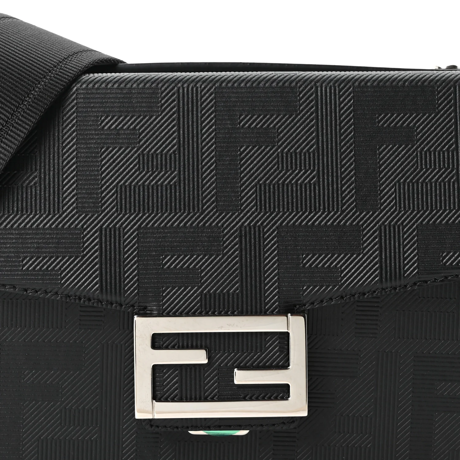 Vitello King FF Lines Embossed Baguette Soft Trunk Black - Image 15