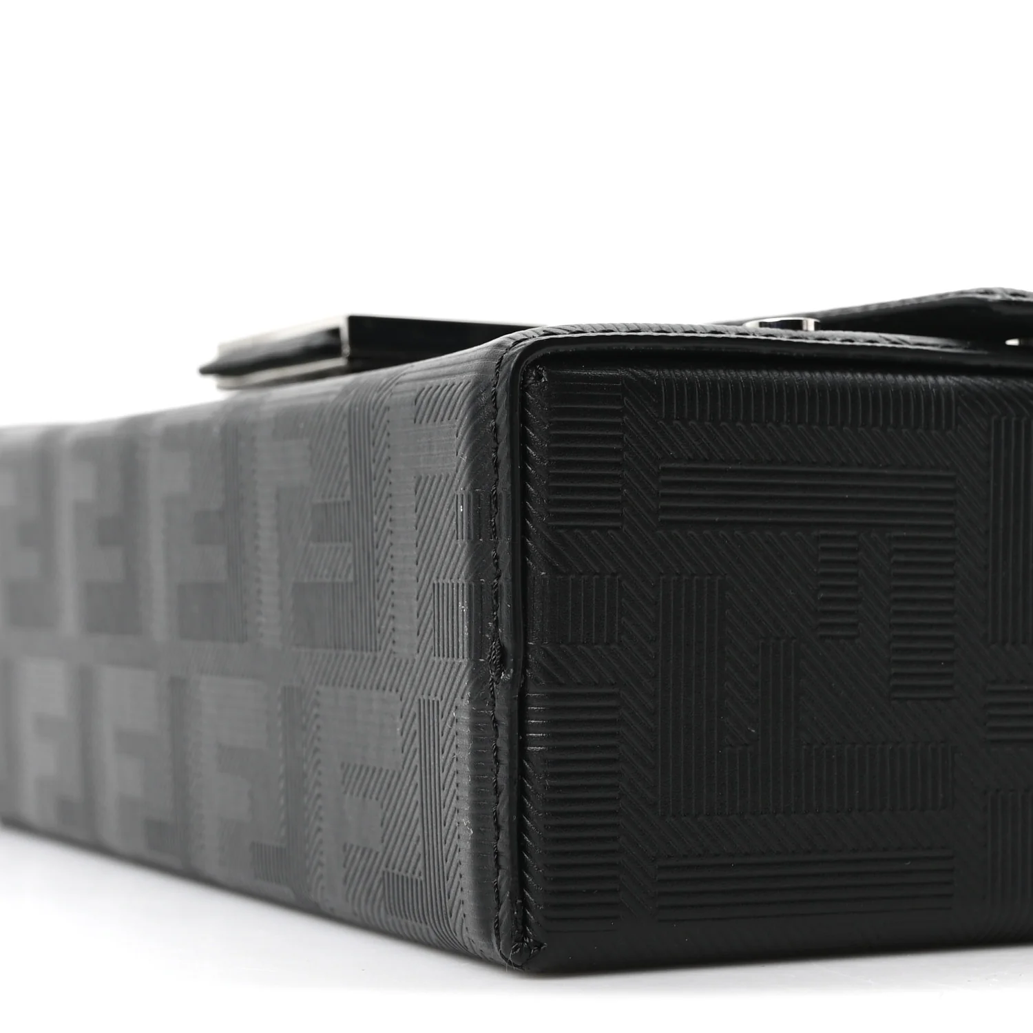 Vitello King FF Lines Embossed Baguette Soft Trunk Black - Image 18
