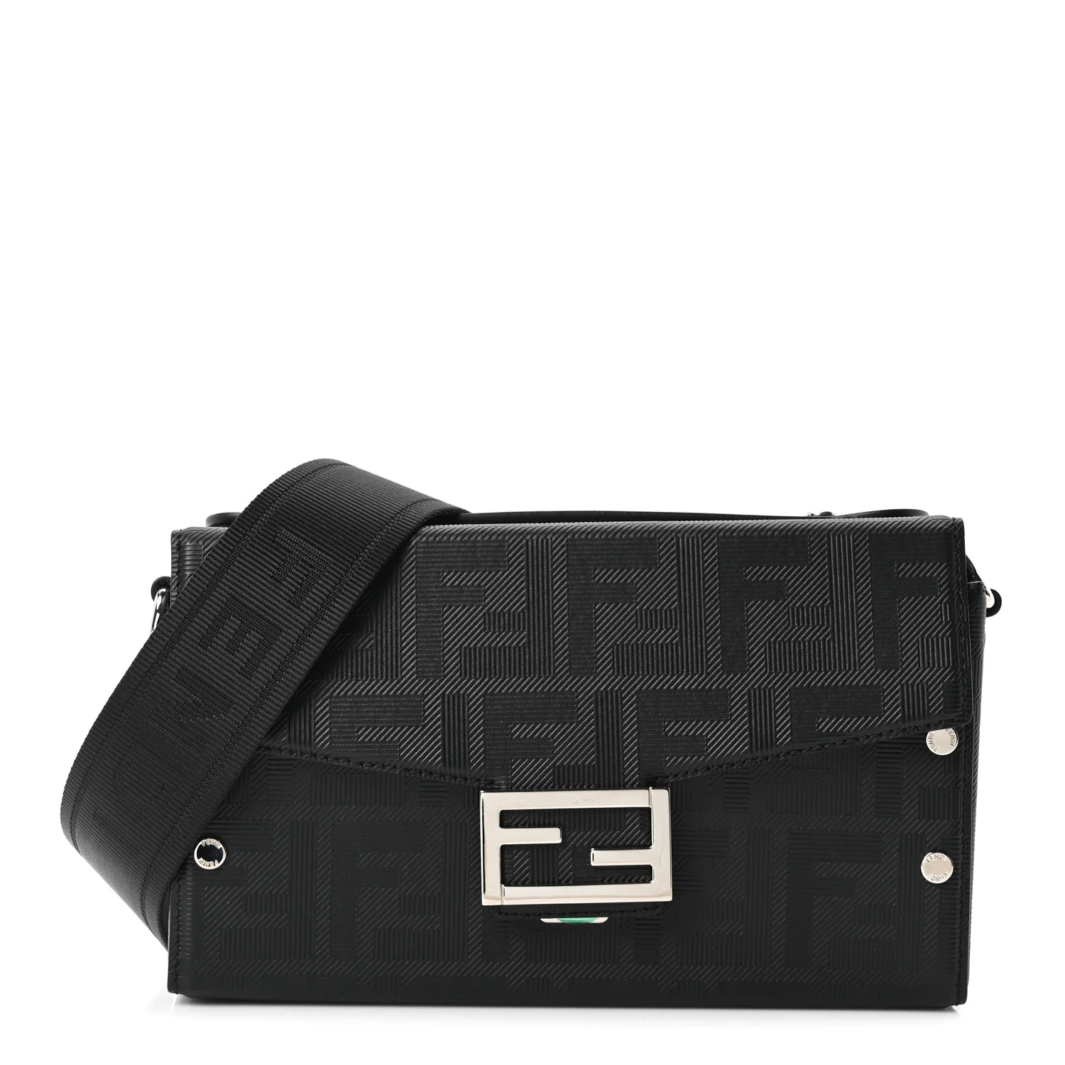 Vitello King FF Lines Embossed Baguette Soft Trunk Black - Image 2