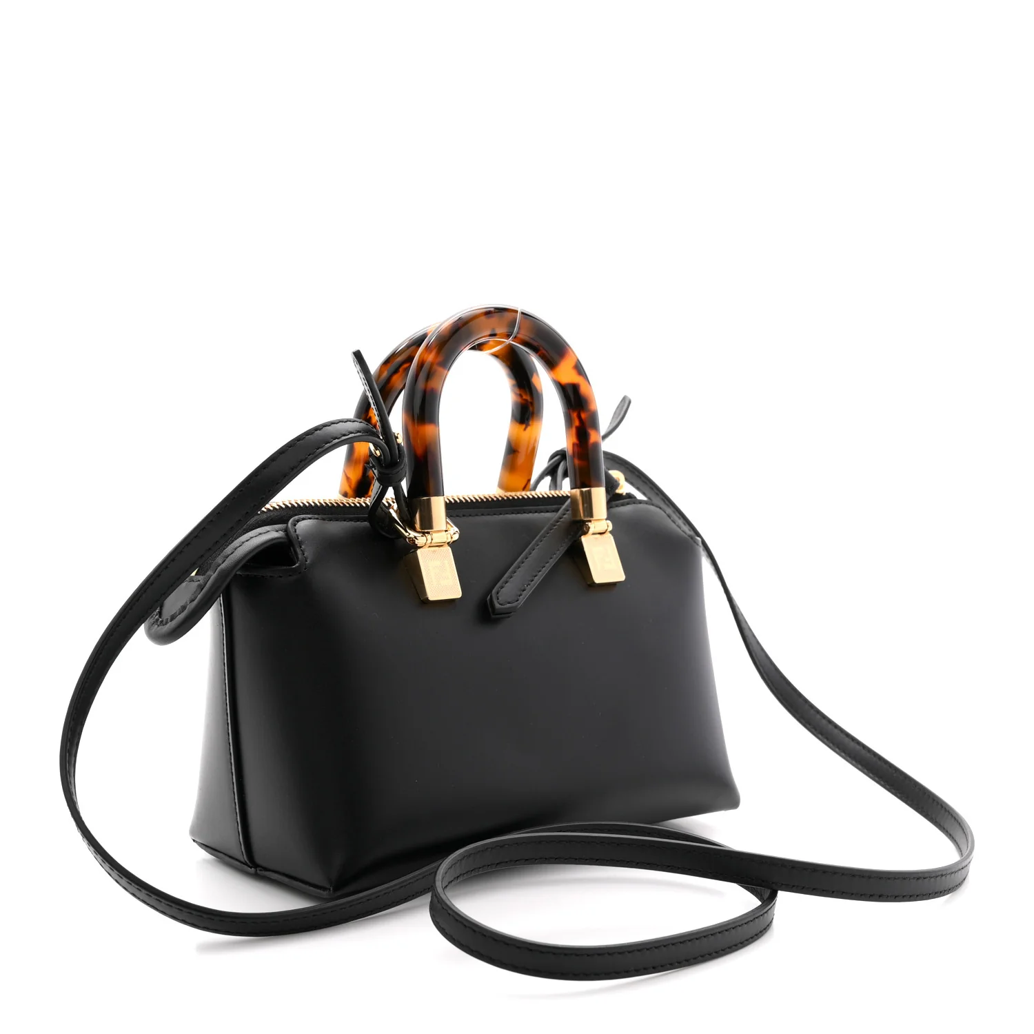 Vitello King Plexiglass Logo Embossed Mini By The Way Top Handle Boston Bag Black - Image 3