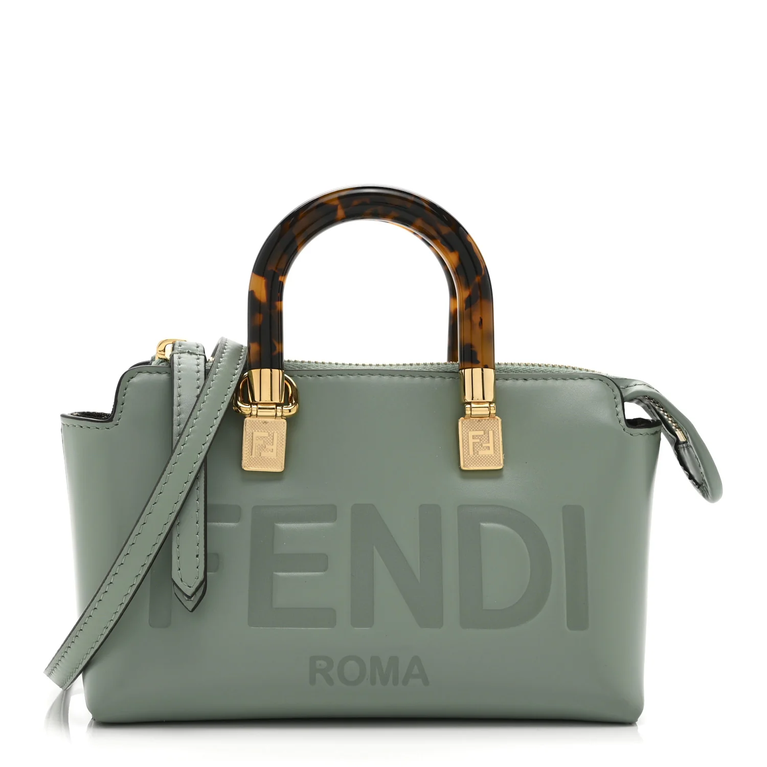 Vitello King Plexiglass Logo Embossed Mini By The Way Top Handle Boston Bag Menta