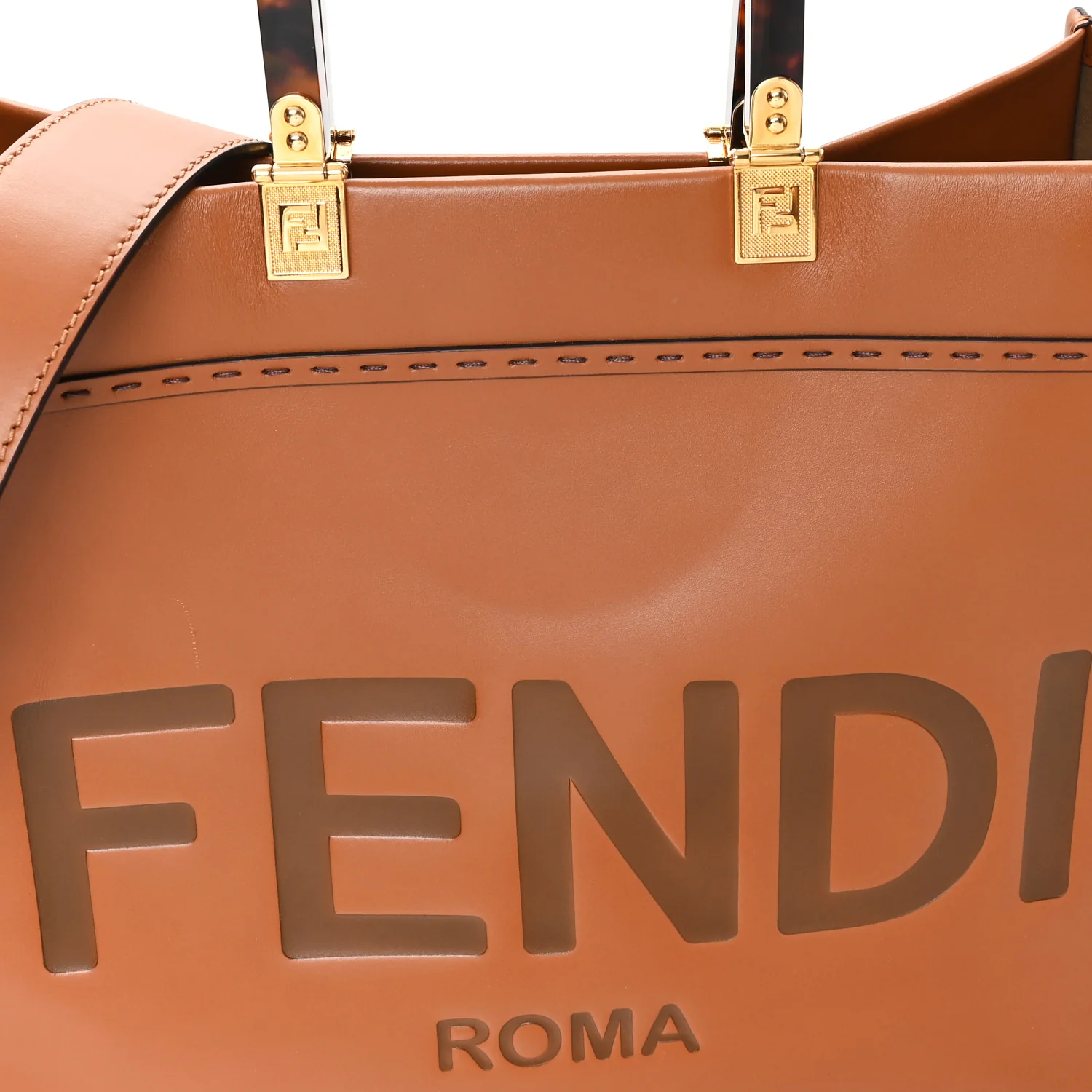 Vitello King Plexiglass Medium Fendi Sunshine Shopper Tote Cuoio - Image 7