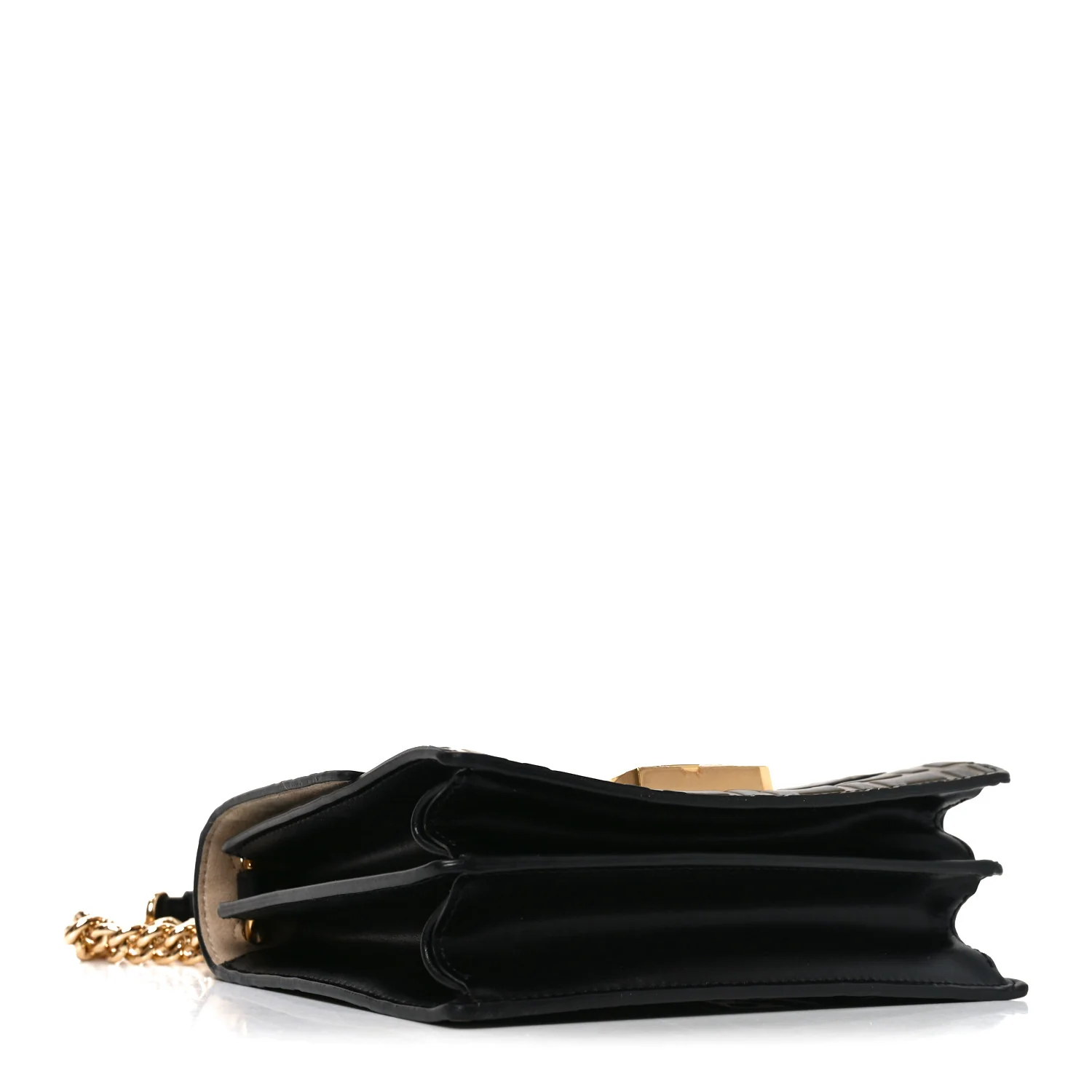 Vitello Liberty Bi-Color FF 1974 Embossed Small Kan U Shoulder Bag Maya Black - Image 4