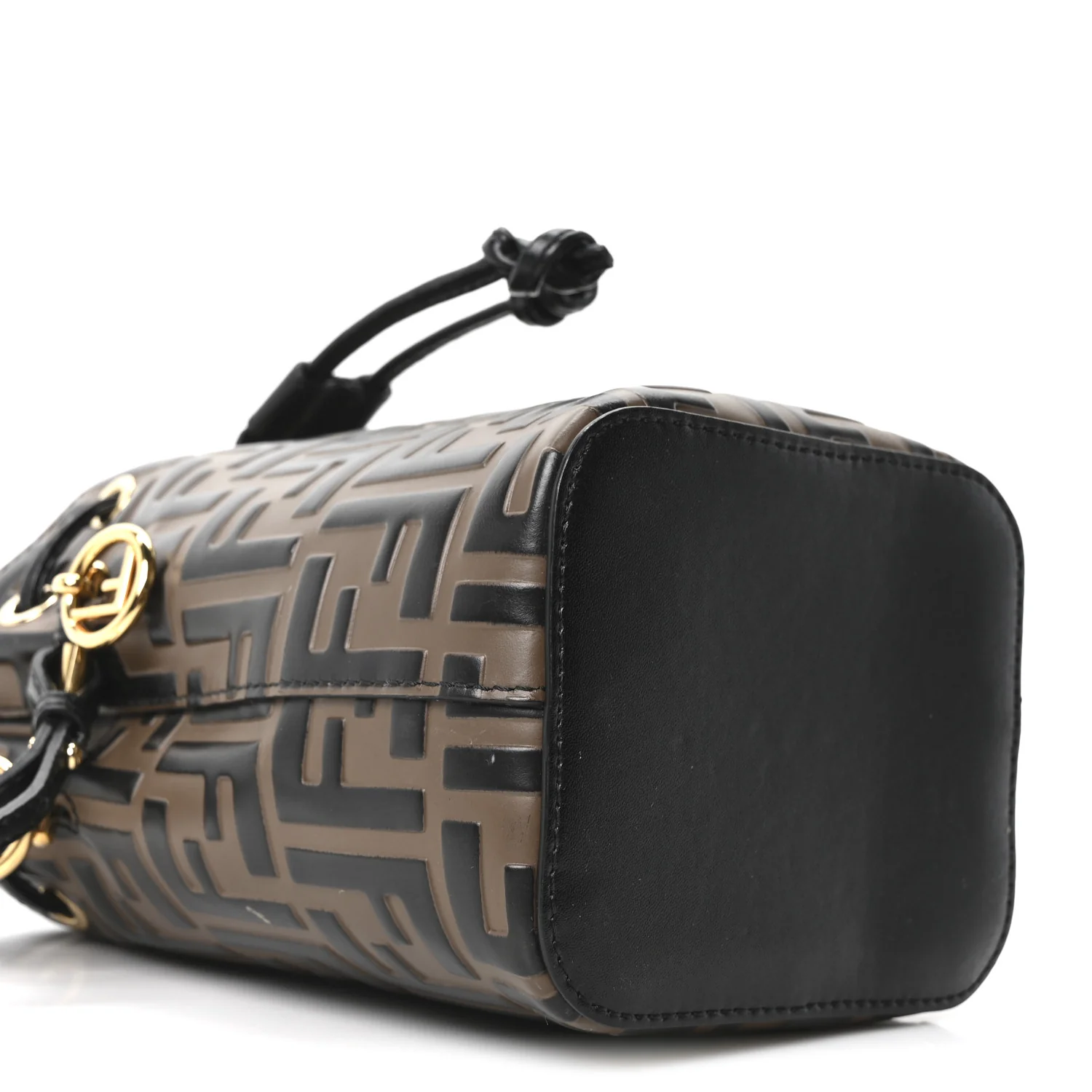 Vitello Liberty F is Fendi Bi-Color FF 1974 Embossed Mini Mon Tresor Bucket Bag Maya Black - Image 9
